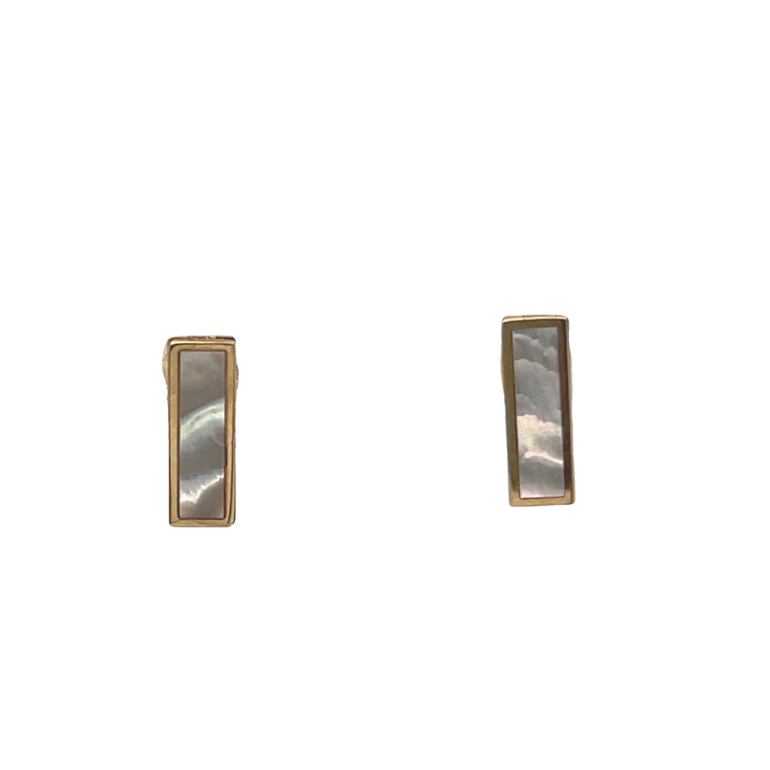 14k Yellow Gold Mother Of Pearl Bar Earrings