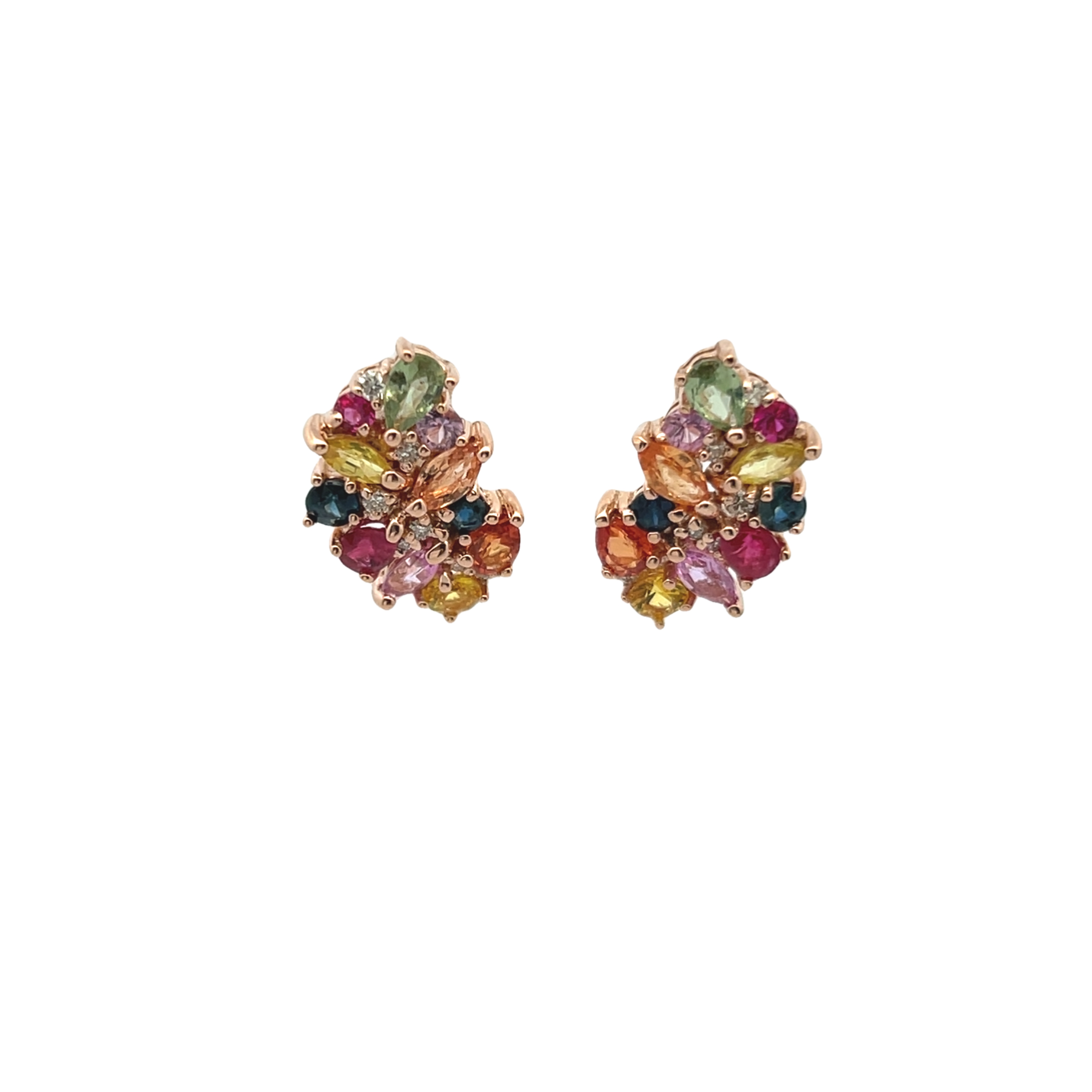 14k Rose Gold Sapphire And Diamond Statement Earrings