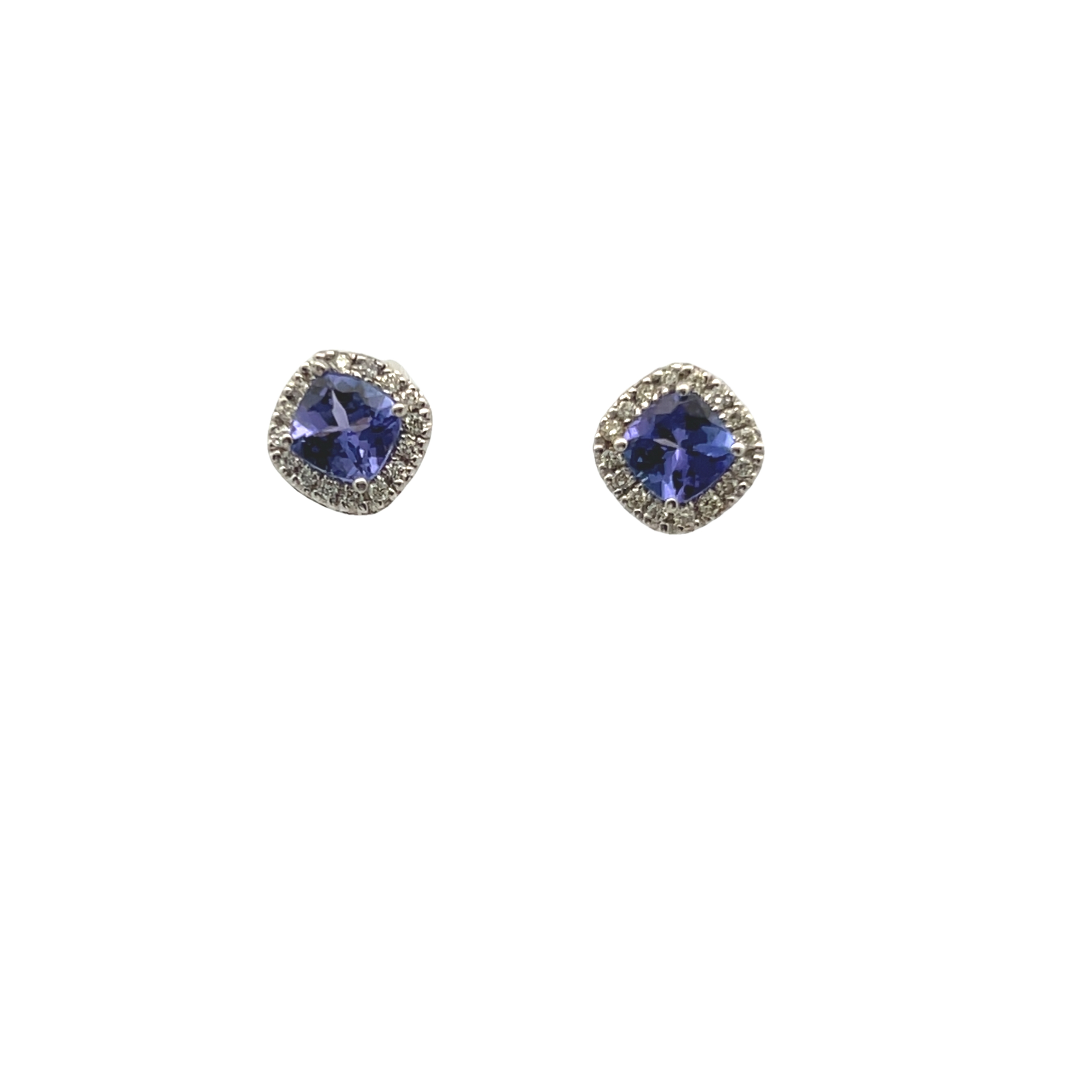 14k White Gold Tanzanite And Diamond Stud Earrings