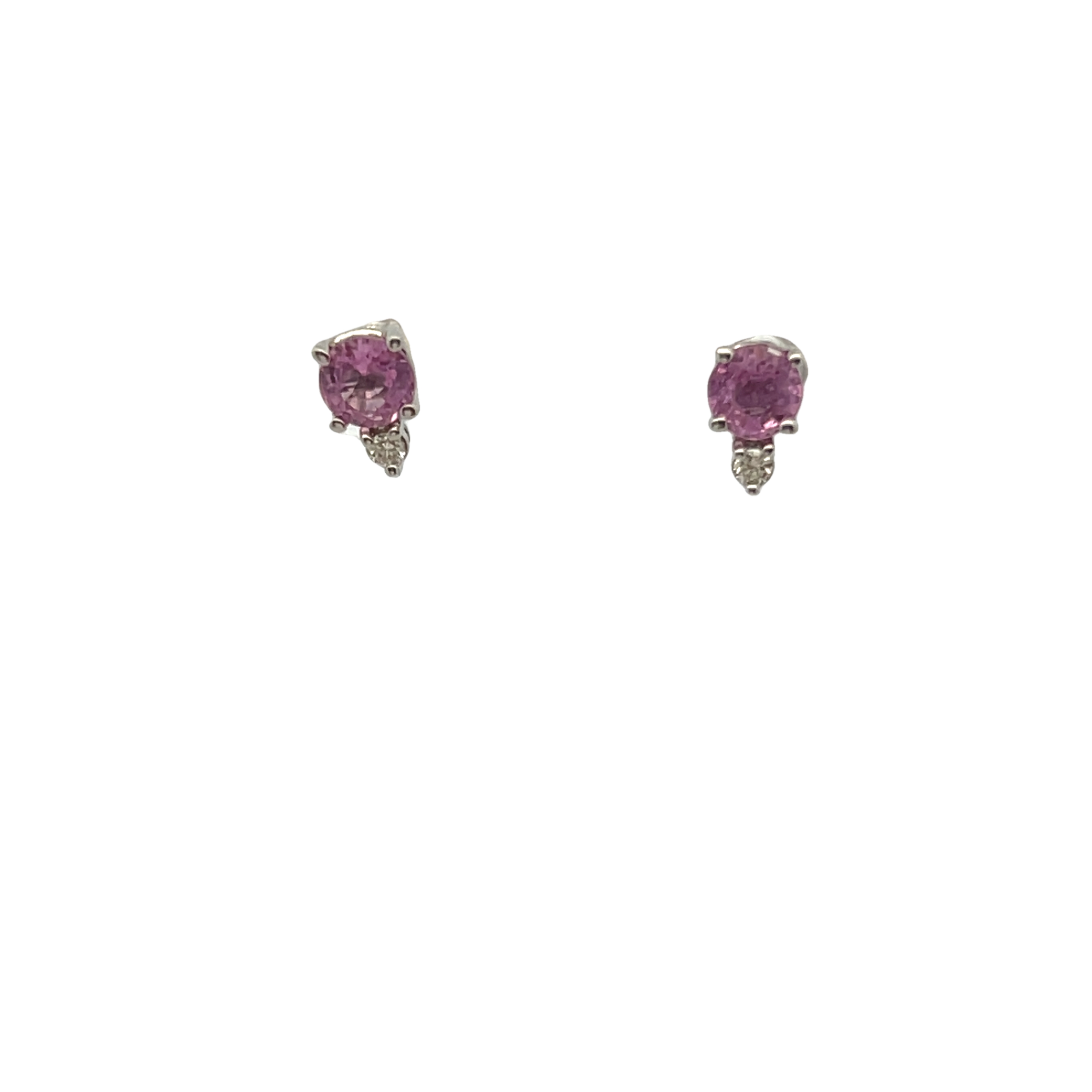 14k White Gold Pink Sapphire Earrings