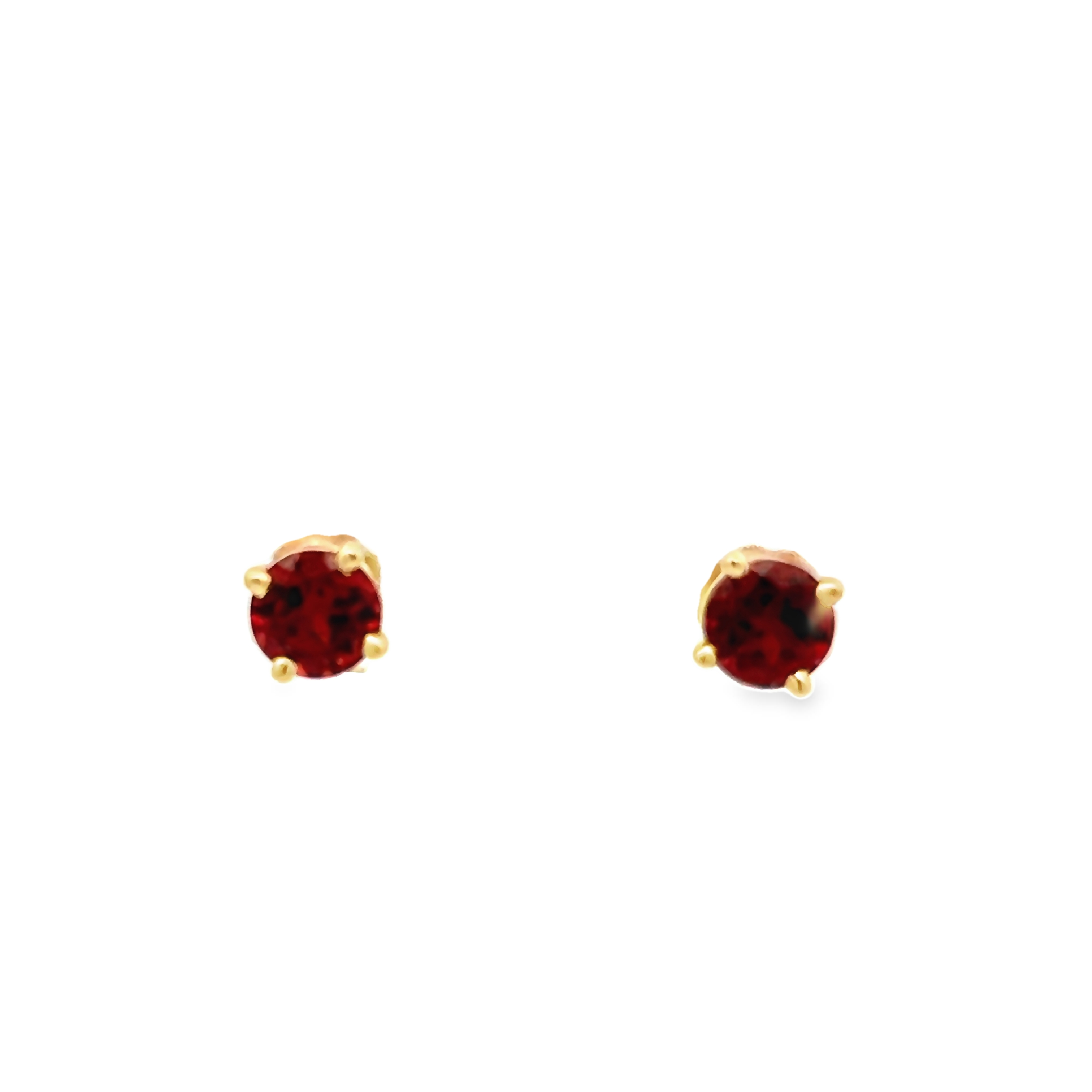 14k Yellow Gold Garnet Stud Earrings