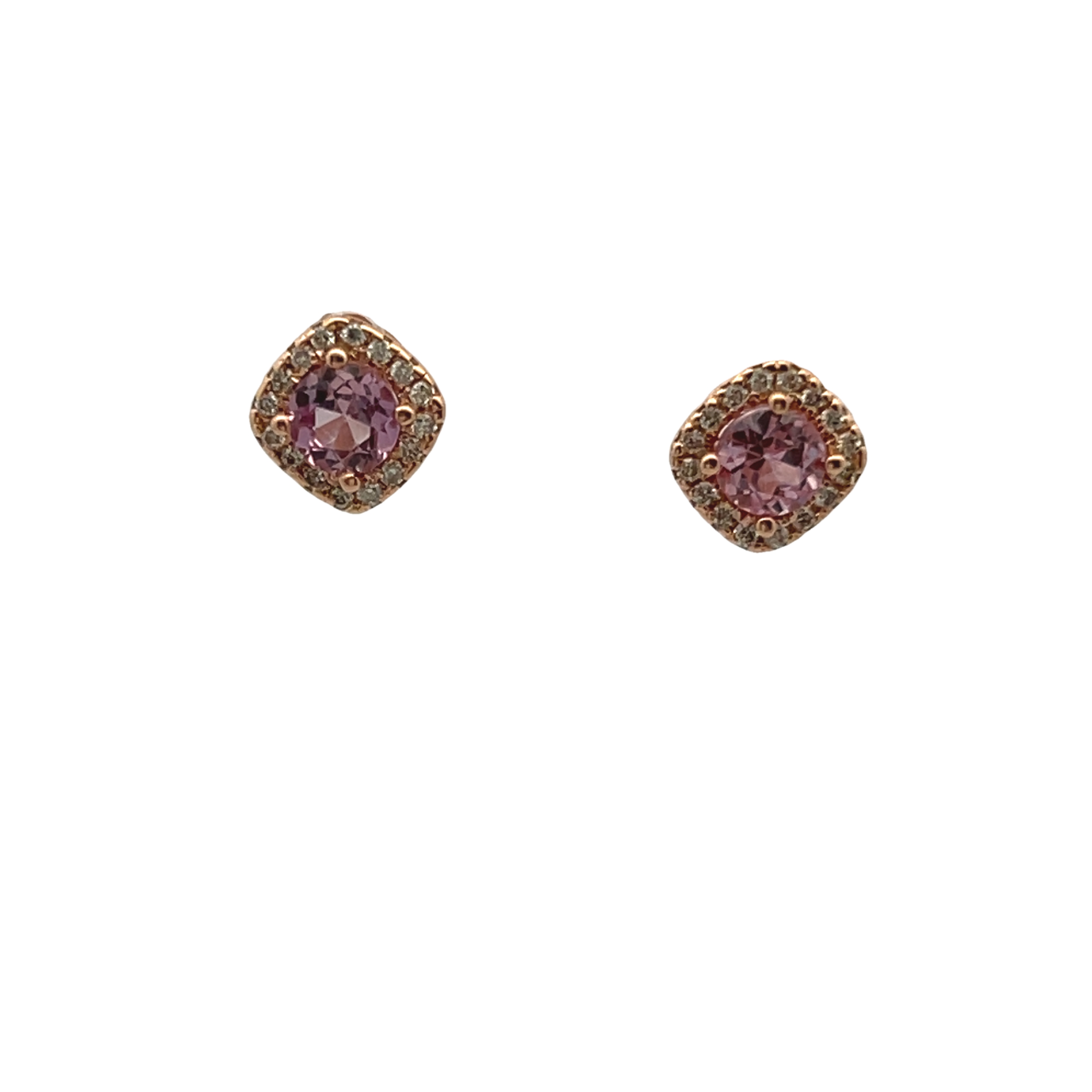 14k Yellow Gold Pink Sapphire And Diamond Earrings