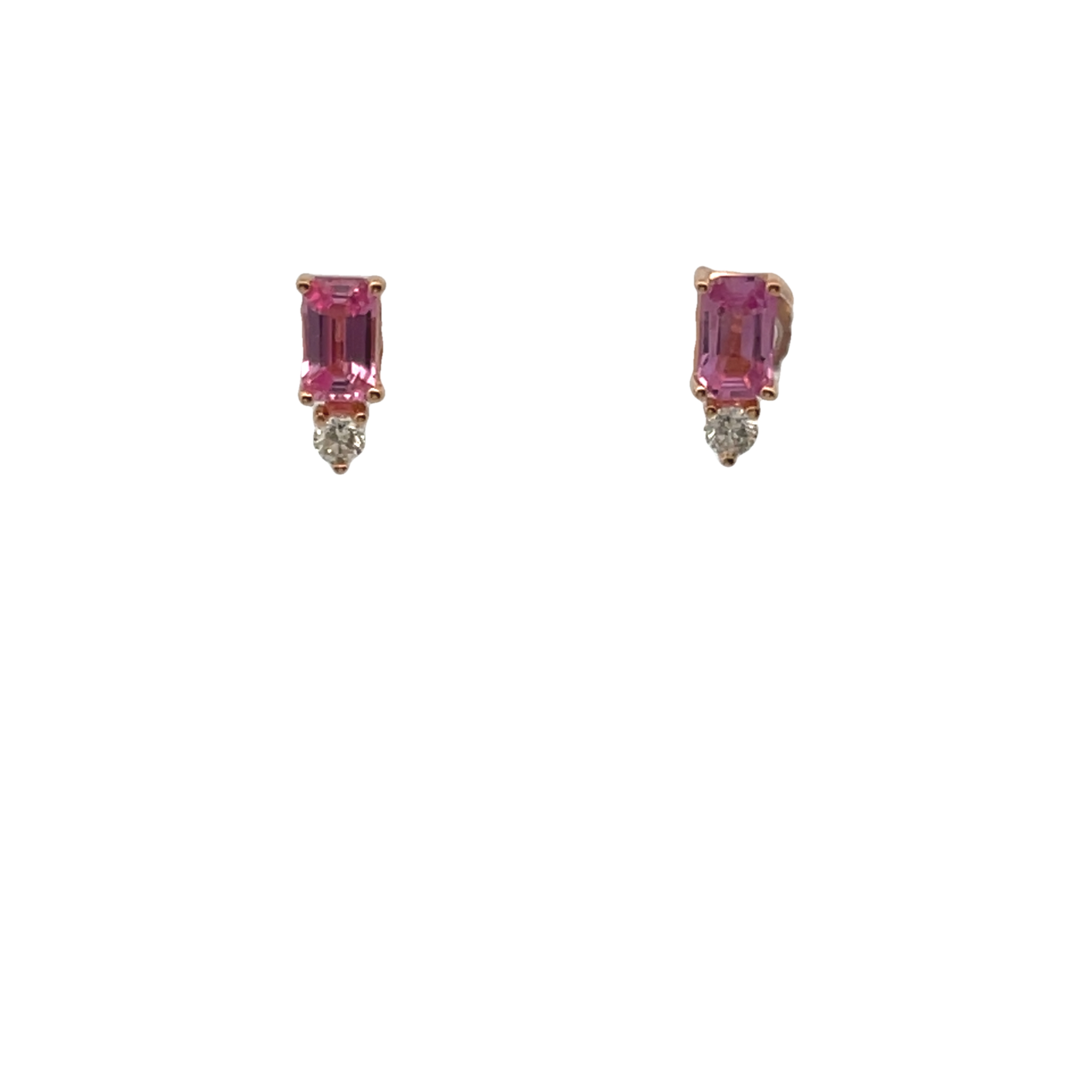 14k Yellow Gold Pink Sapphire And Diamond Earrings
