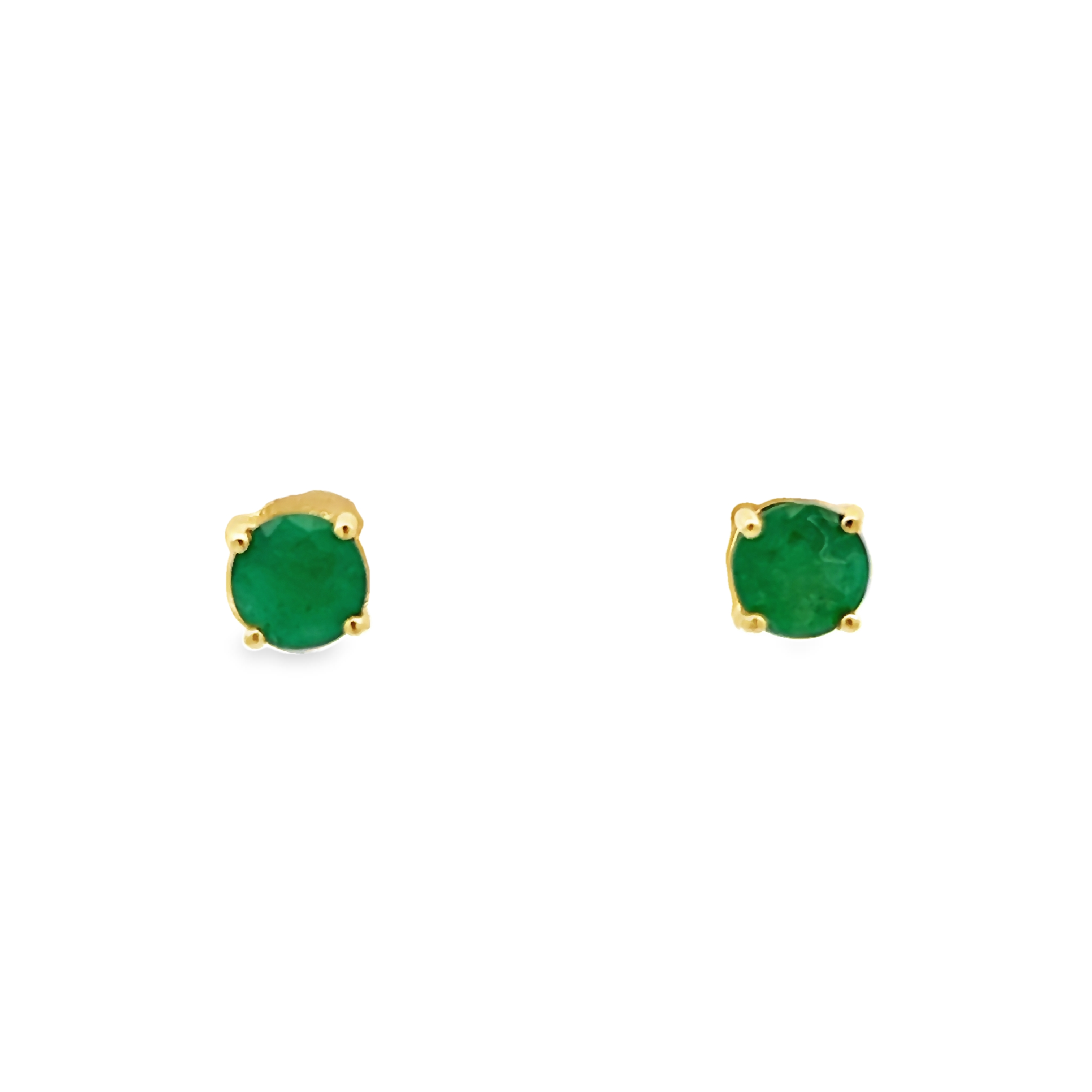 14k Yellow Gold Emerald Stud Earrings