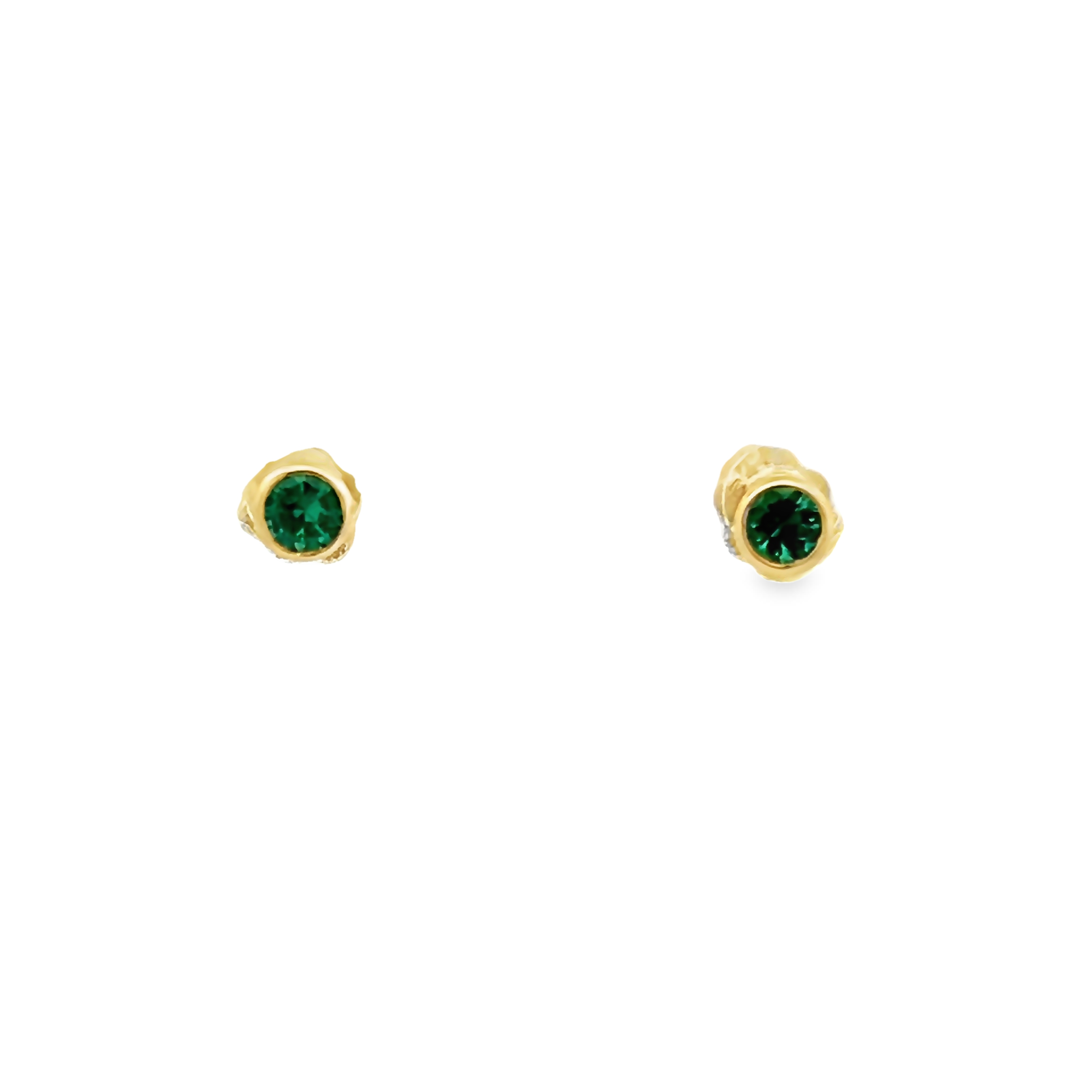 14k Yellow Gold Emerald Stud Earrings