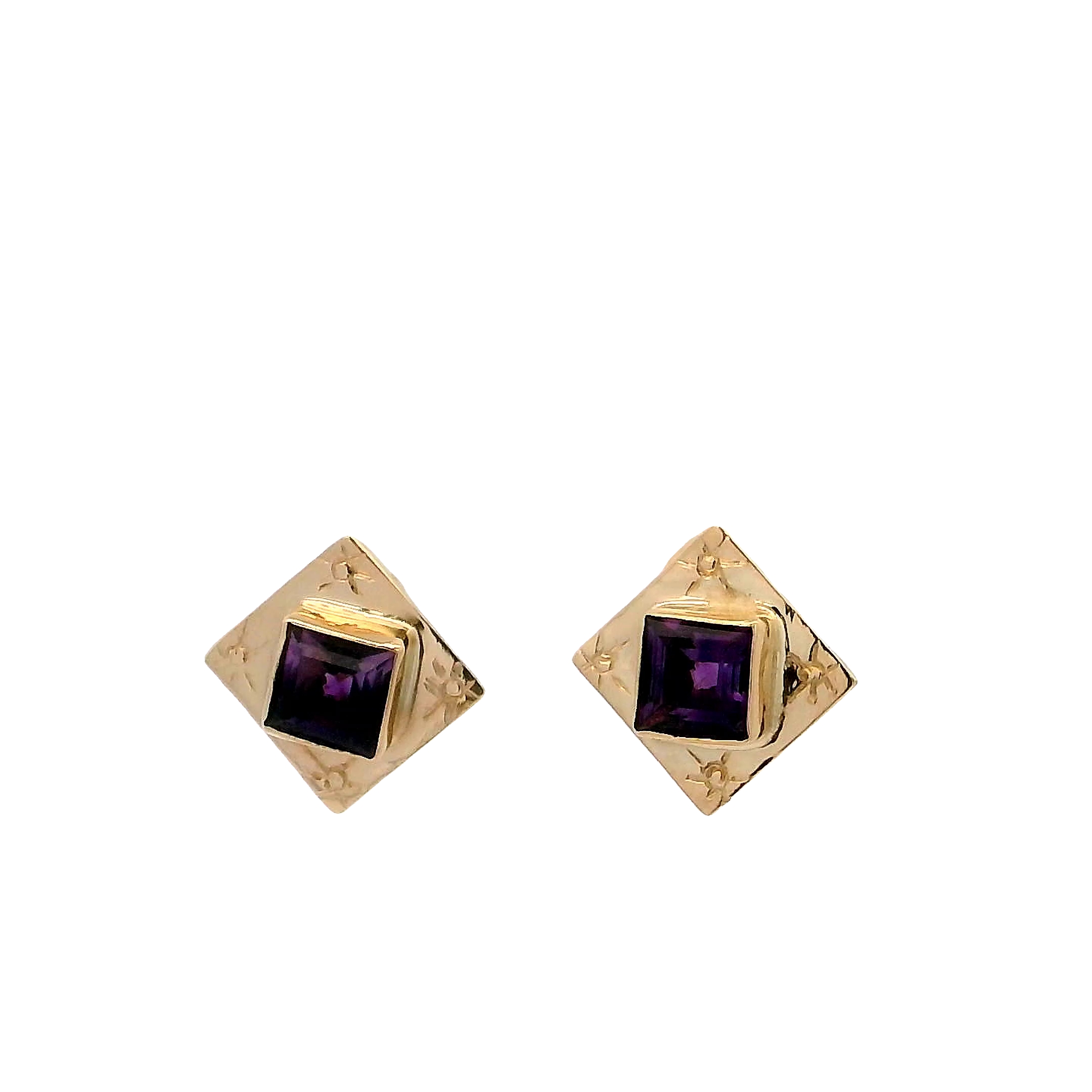 14k Yellow Gold Amethyst Studs