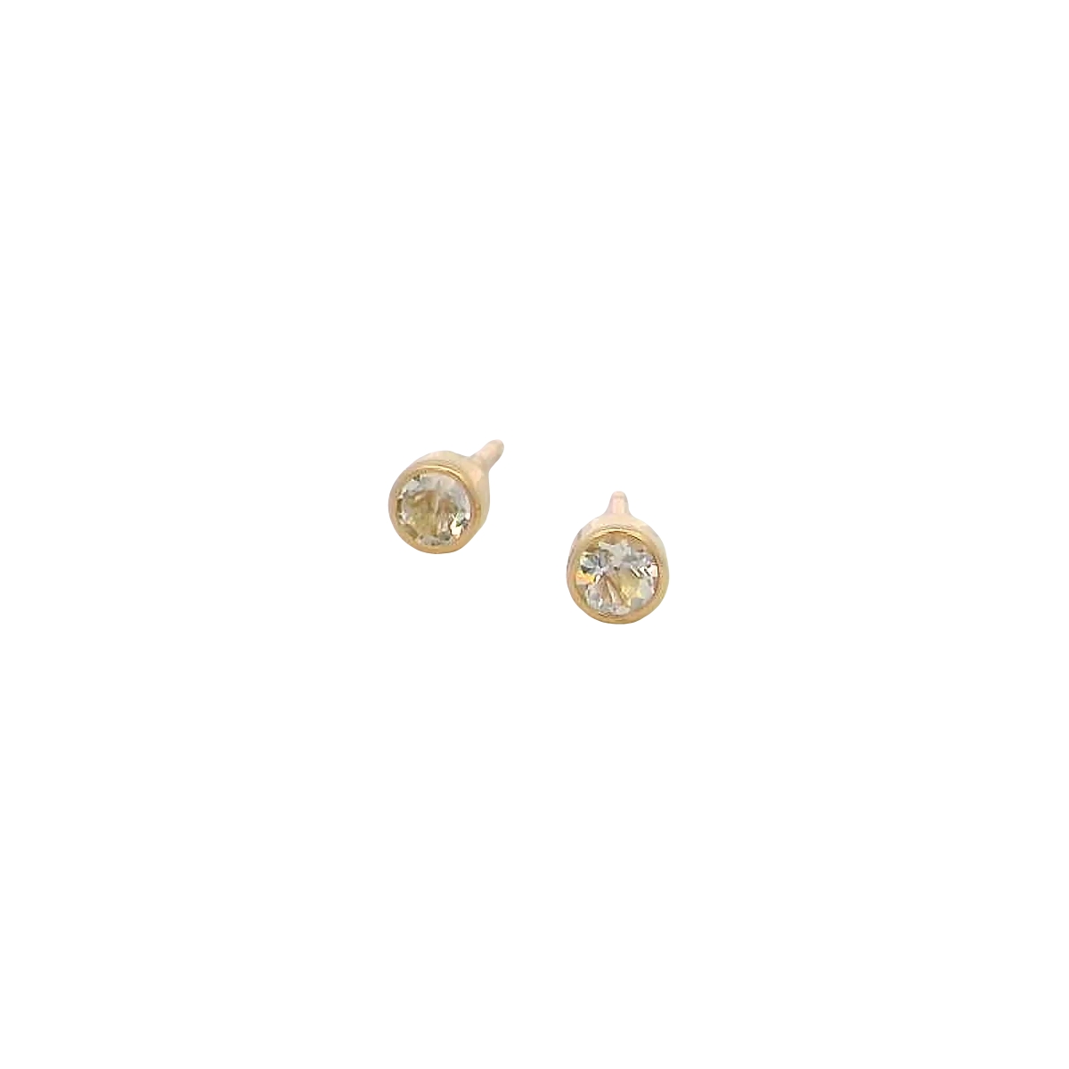 14k Yellow Gold Moonstone Stud Earrings