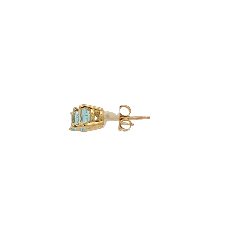 14k Yellow Gold Aquamarine Studs