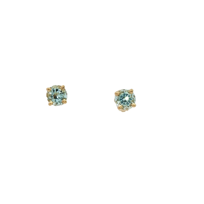 14k Yellow Gold Aquamarine Studs