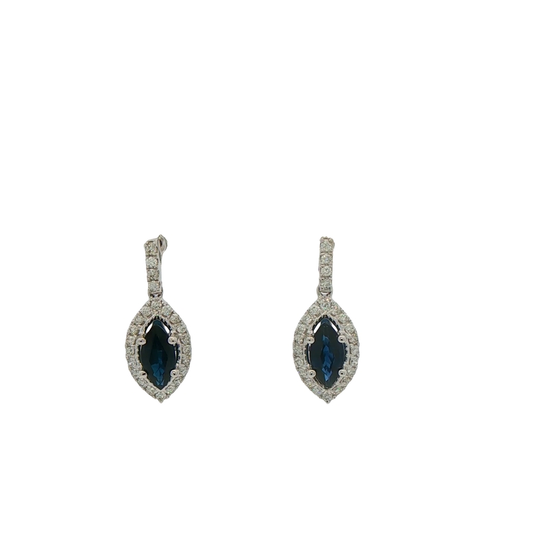 14k White Gold Sapphire And Diamond Earrings