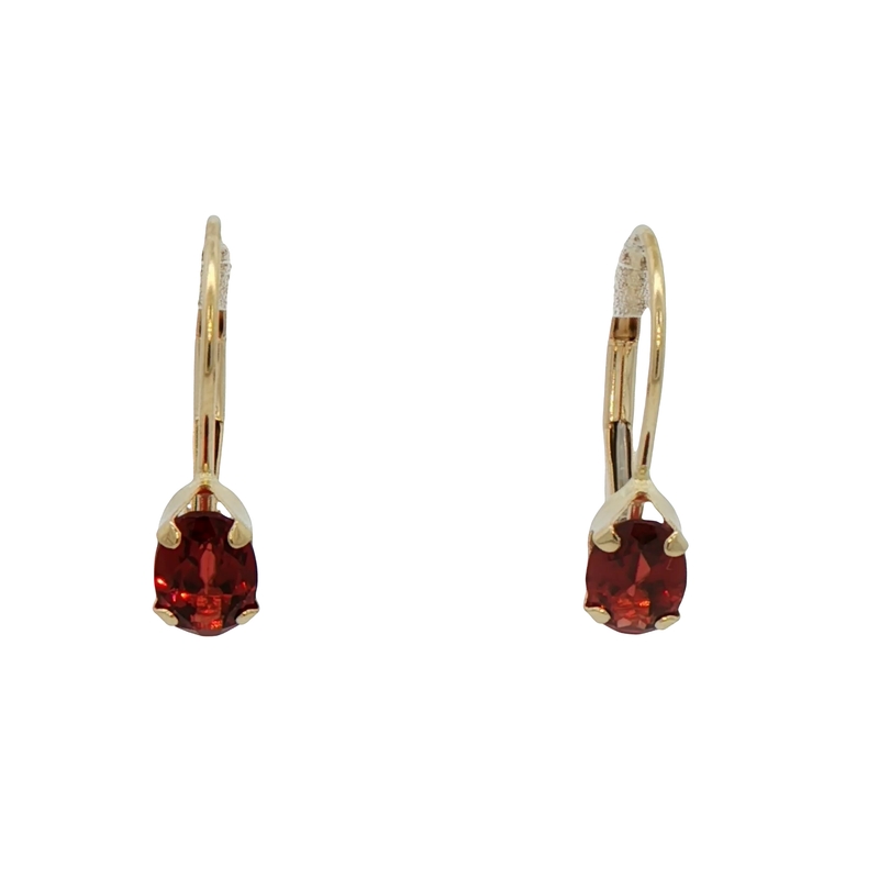 14k Yellow Gold Garnet Earrings