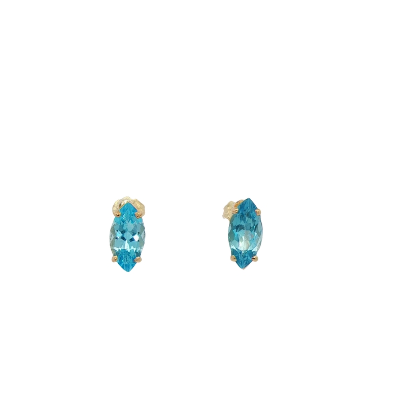 14k Yellow Gold Blue Topaz Earrings