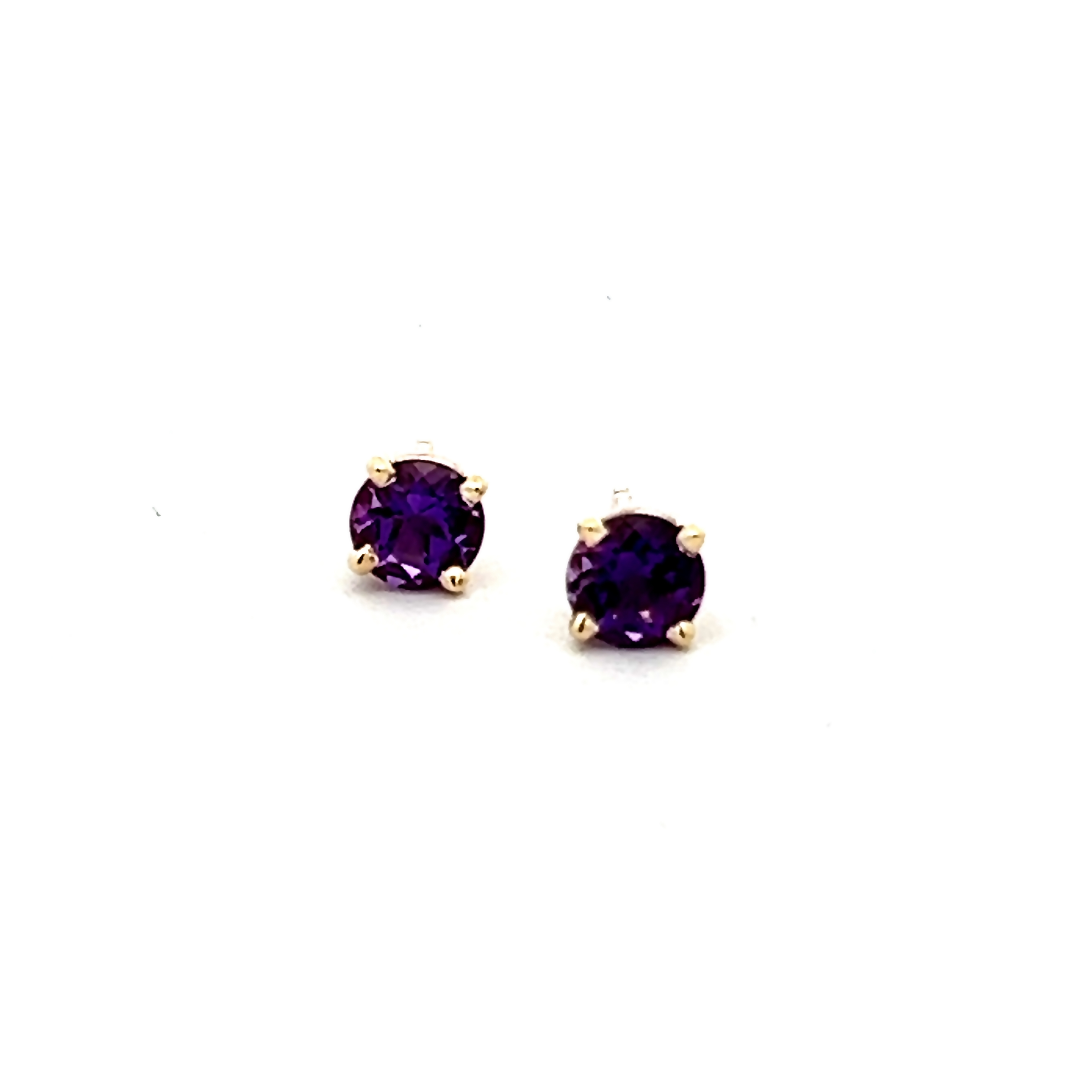 14k White Gold Amethyst Stud Earrings