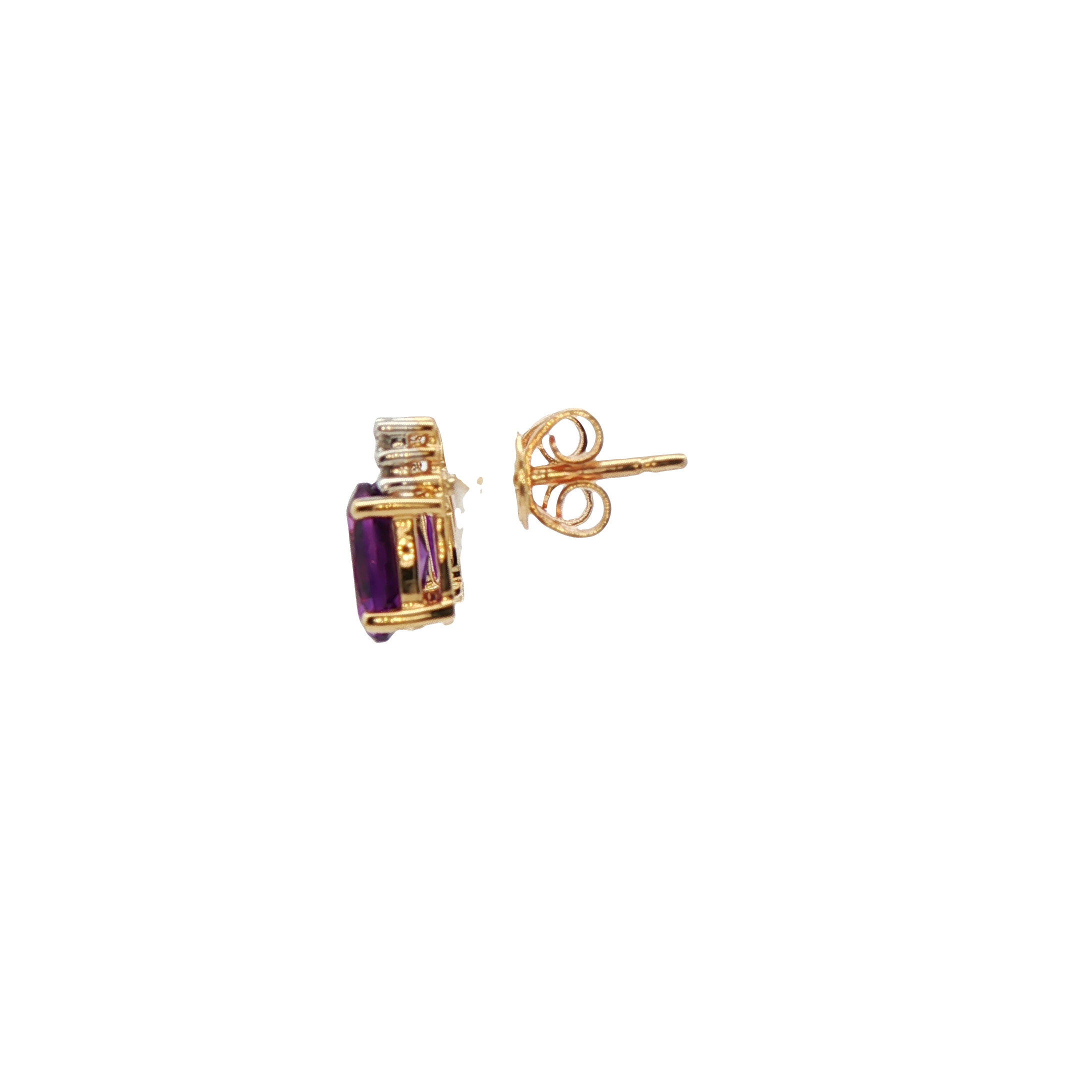 14k Yellow Gold Amethyst And Diamond Earrings
