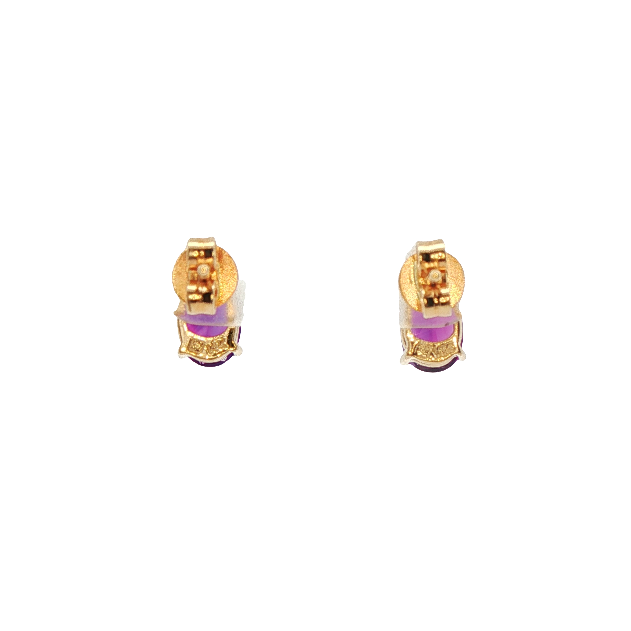 14k Yellow Gold Amethyst And Diamond Earrings