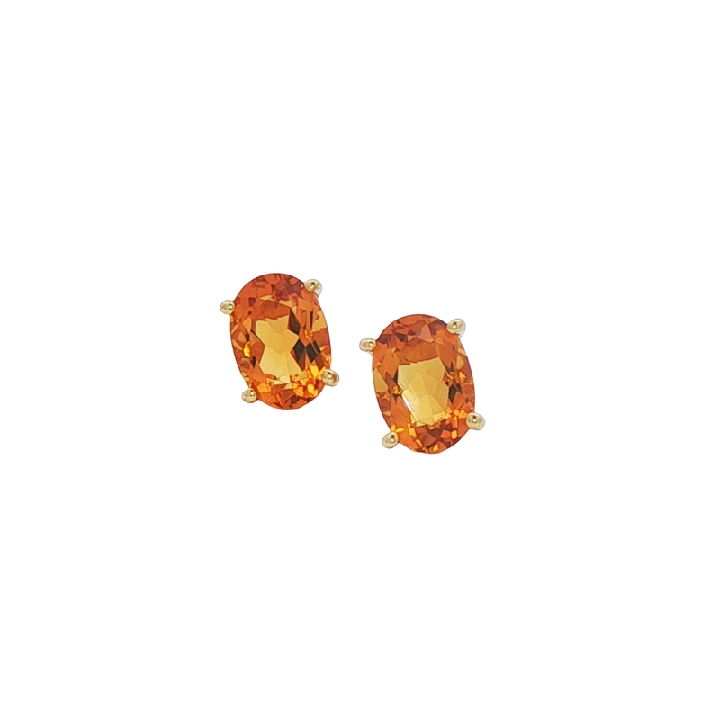14k Yellow Gold Citrine Stud Earrings
