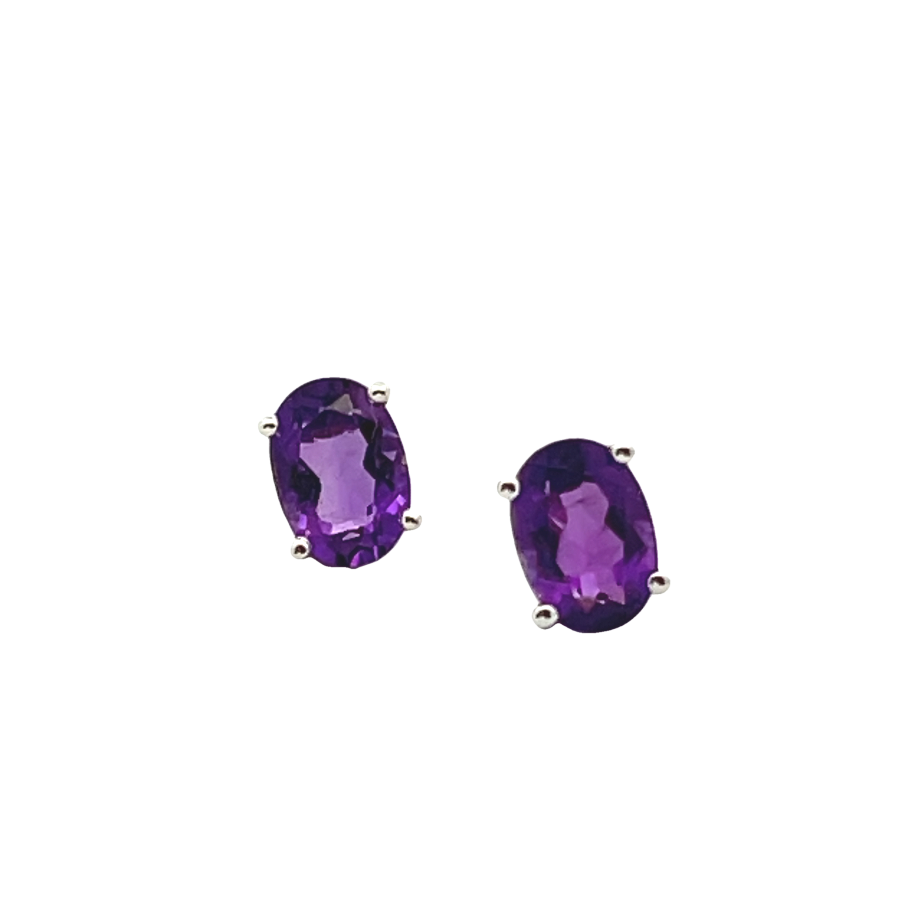 14k White Gold Amethysts Studs