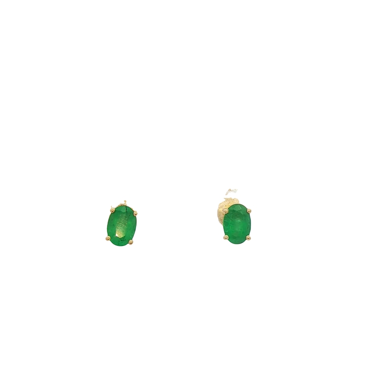 14k Yellow Gold Emerald Studs