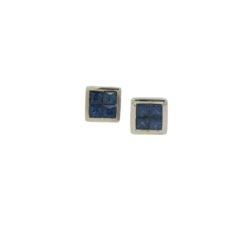 14k White Gold Sapphire Stud Earrings