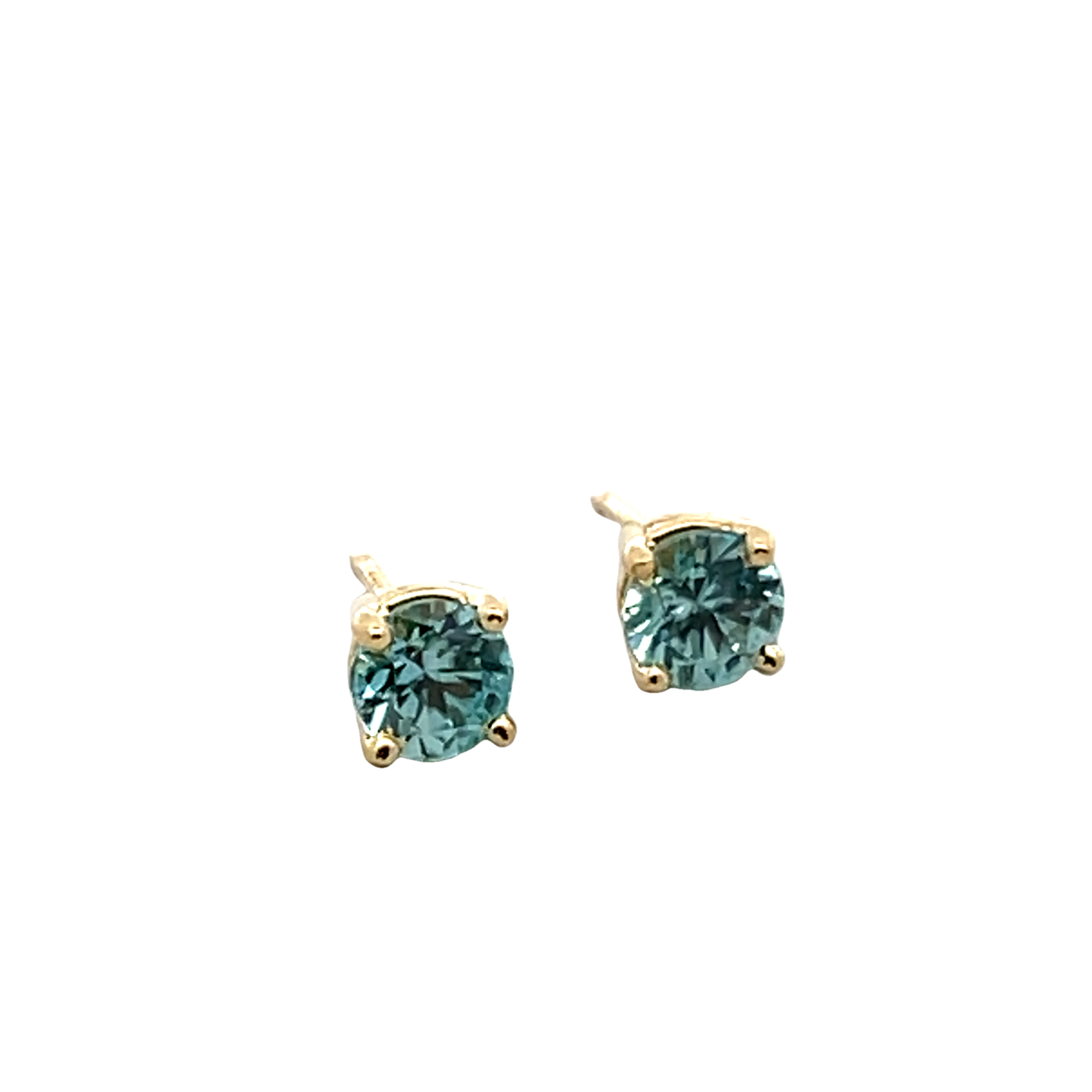 14k Yellow Gold Zircon Stud Earrings