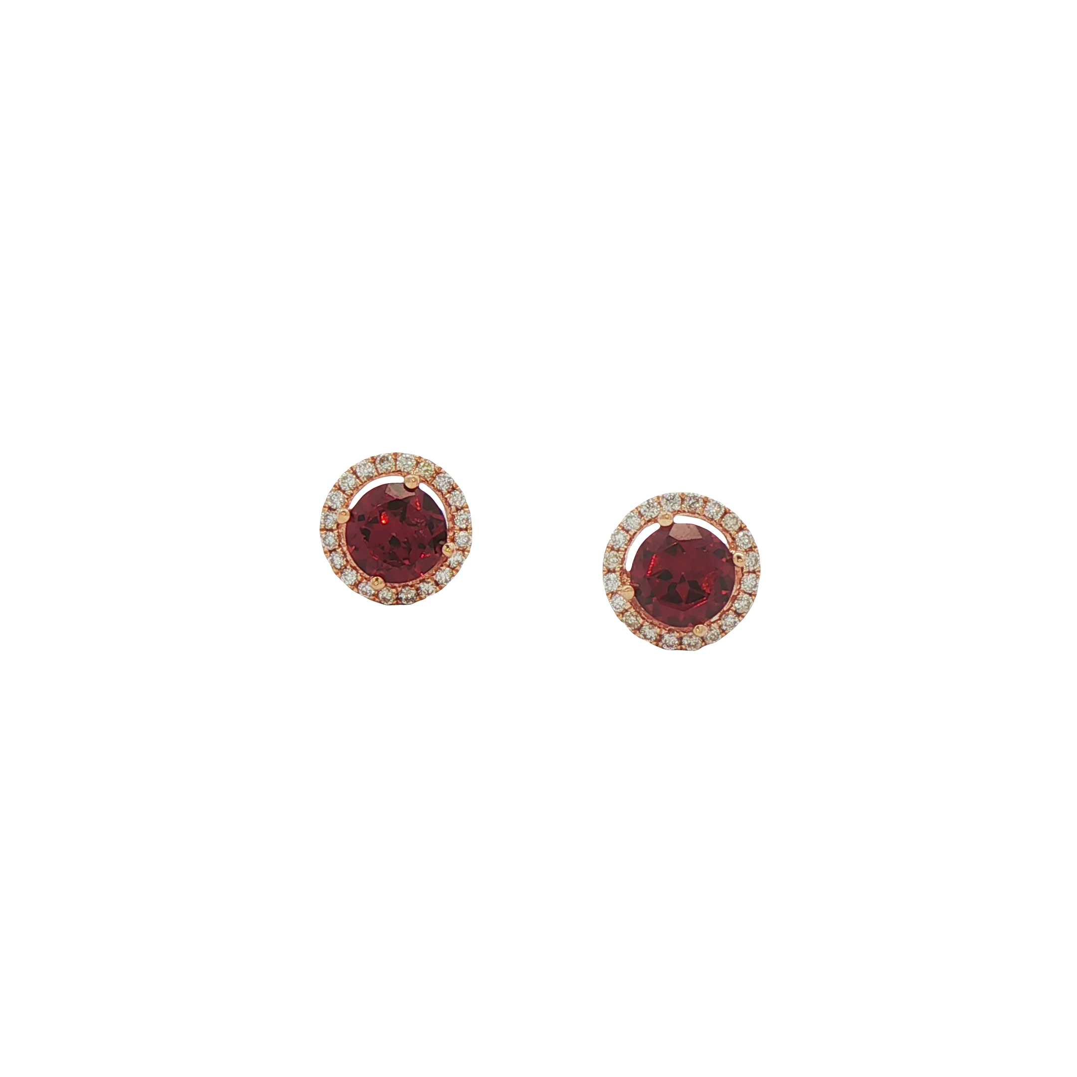 14k Rose Gold Rhodolite Garnet And Diamond Earrings