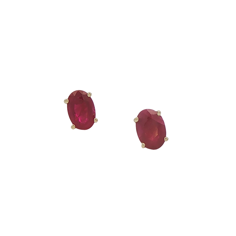 14k Yellow Gold Ruby Studs