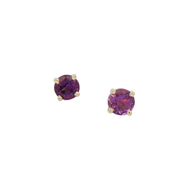 14k Yellow Gold Amethyst Stud Earrings