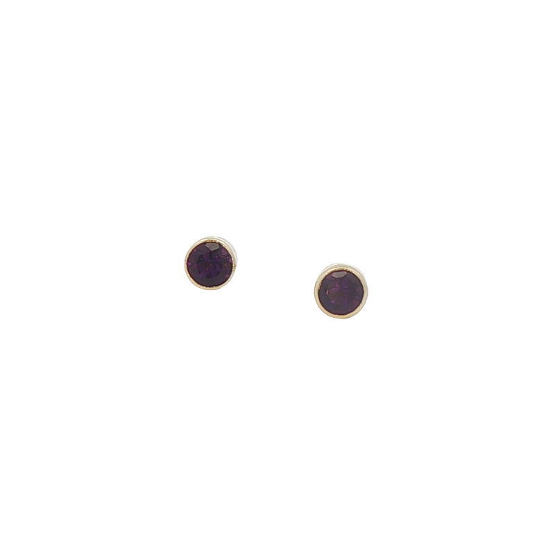 14k Yellow Gold Amethyst Stud Earrings