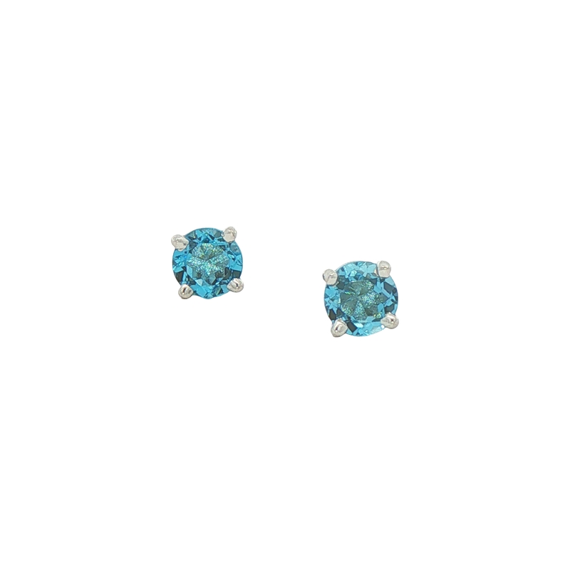 14k White Gold Blue Topaz Studs