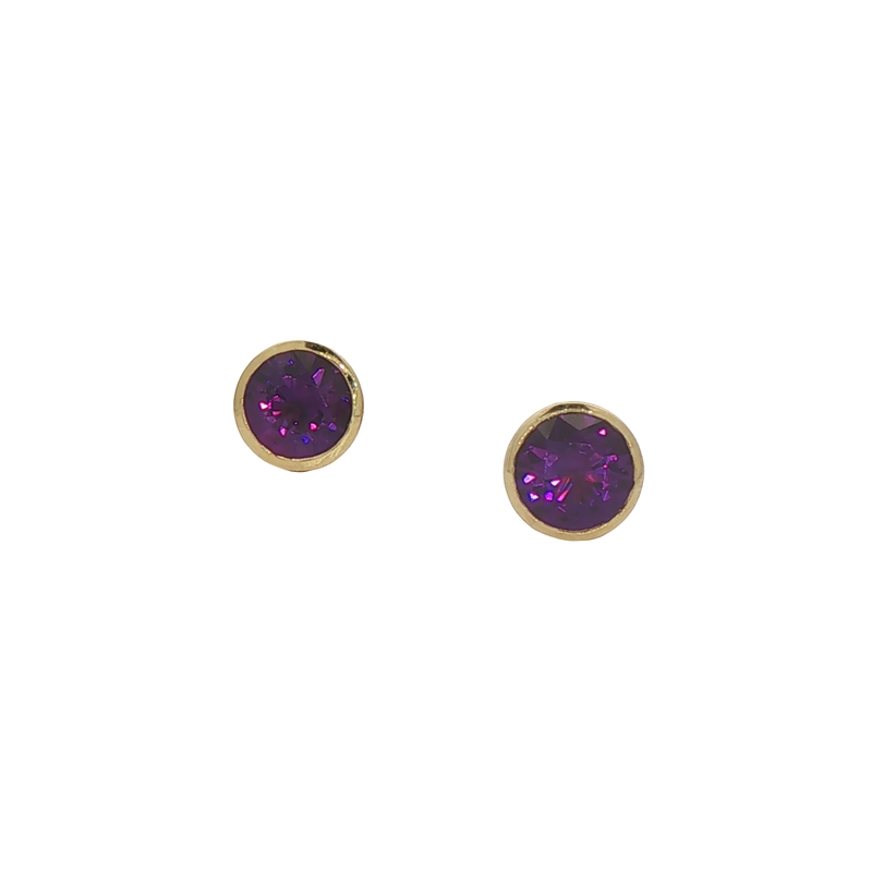 14k Yellow Gold Amethyst Stud Earrings
