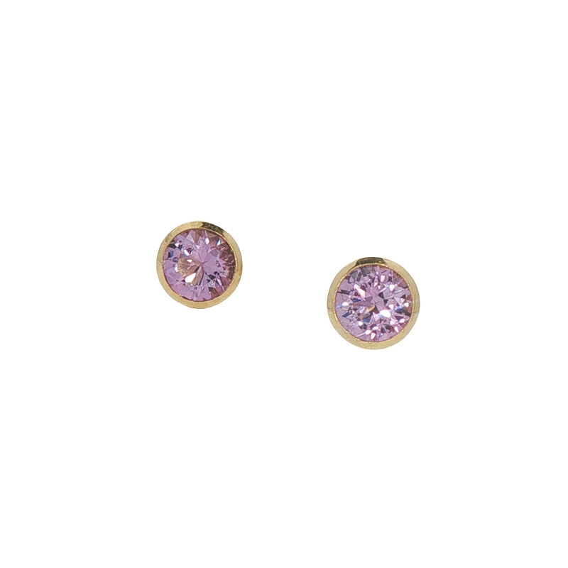14k Yellow Gold Light Amethyst Stud Earrings