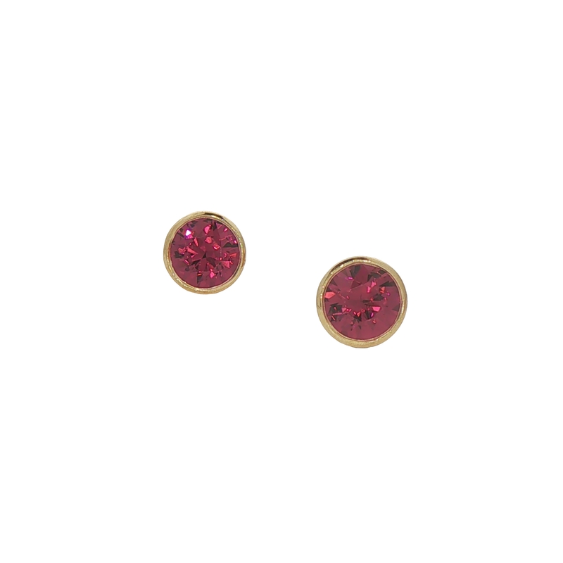 14k Yellow Gold Rhodolite Garnet Studs
