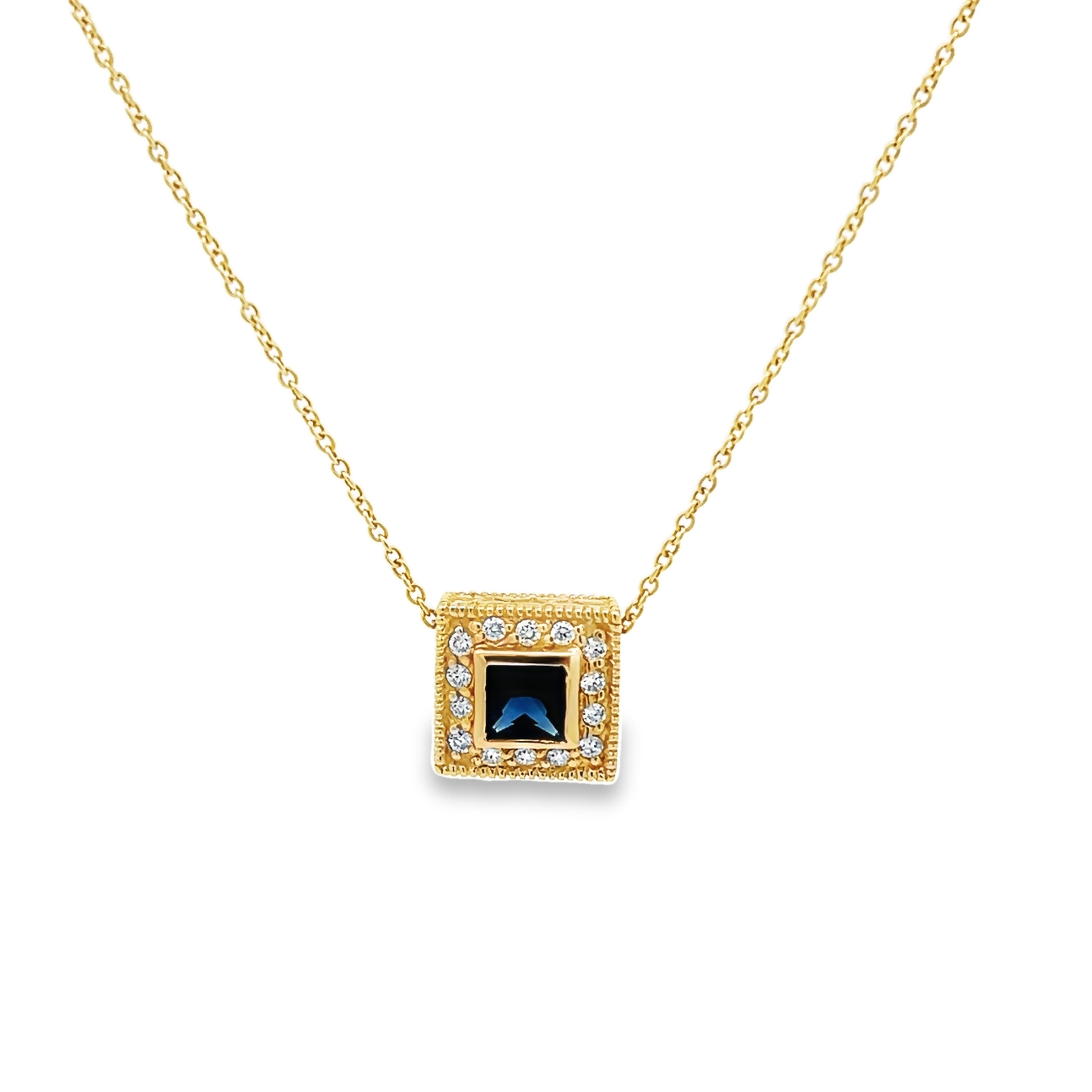 14k Yellow Gold Sapphire And Diamond Pendant