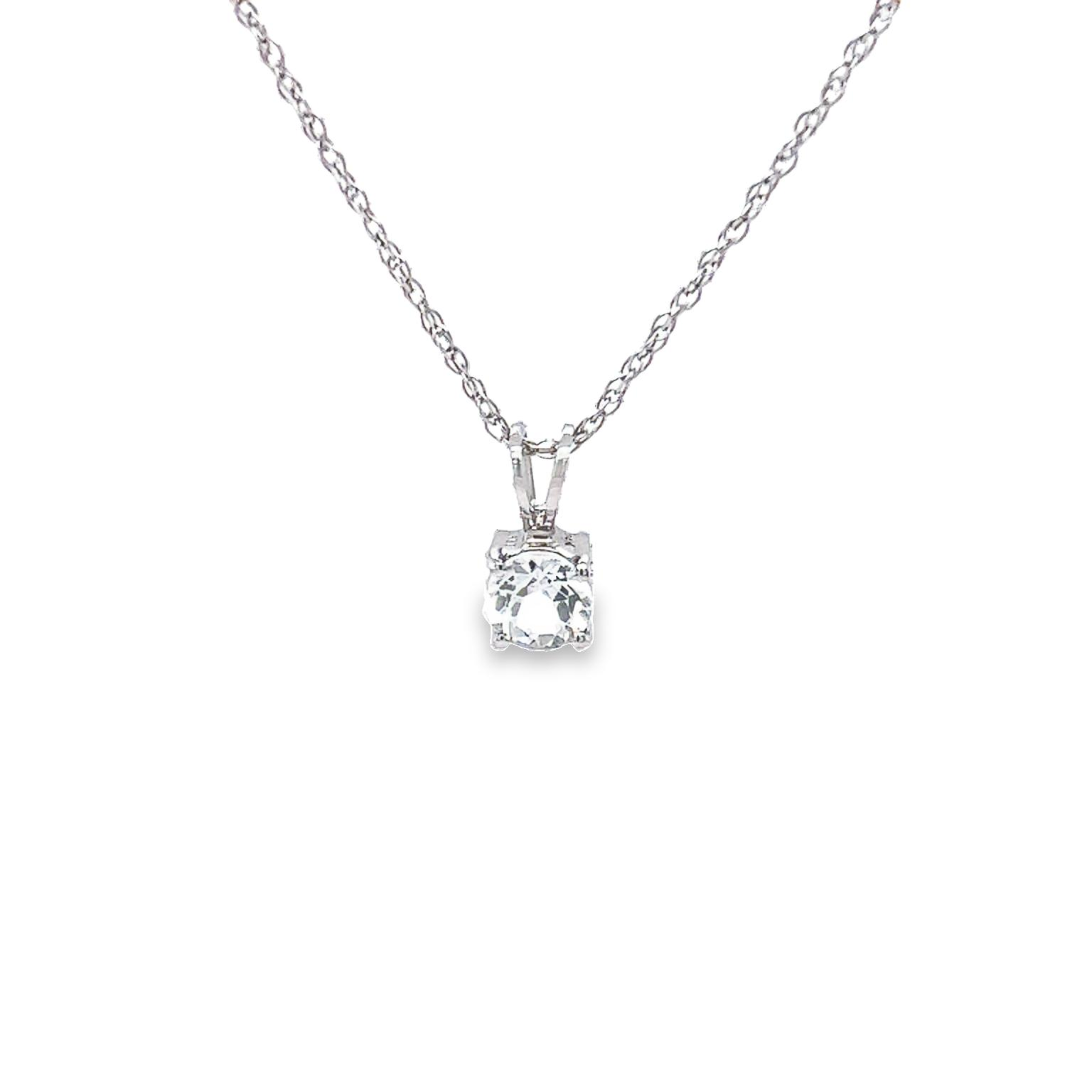 14k White Gold White Topaz Pendant