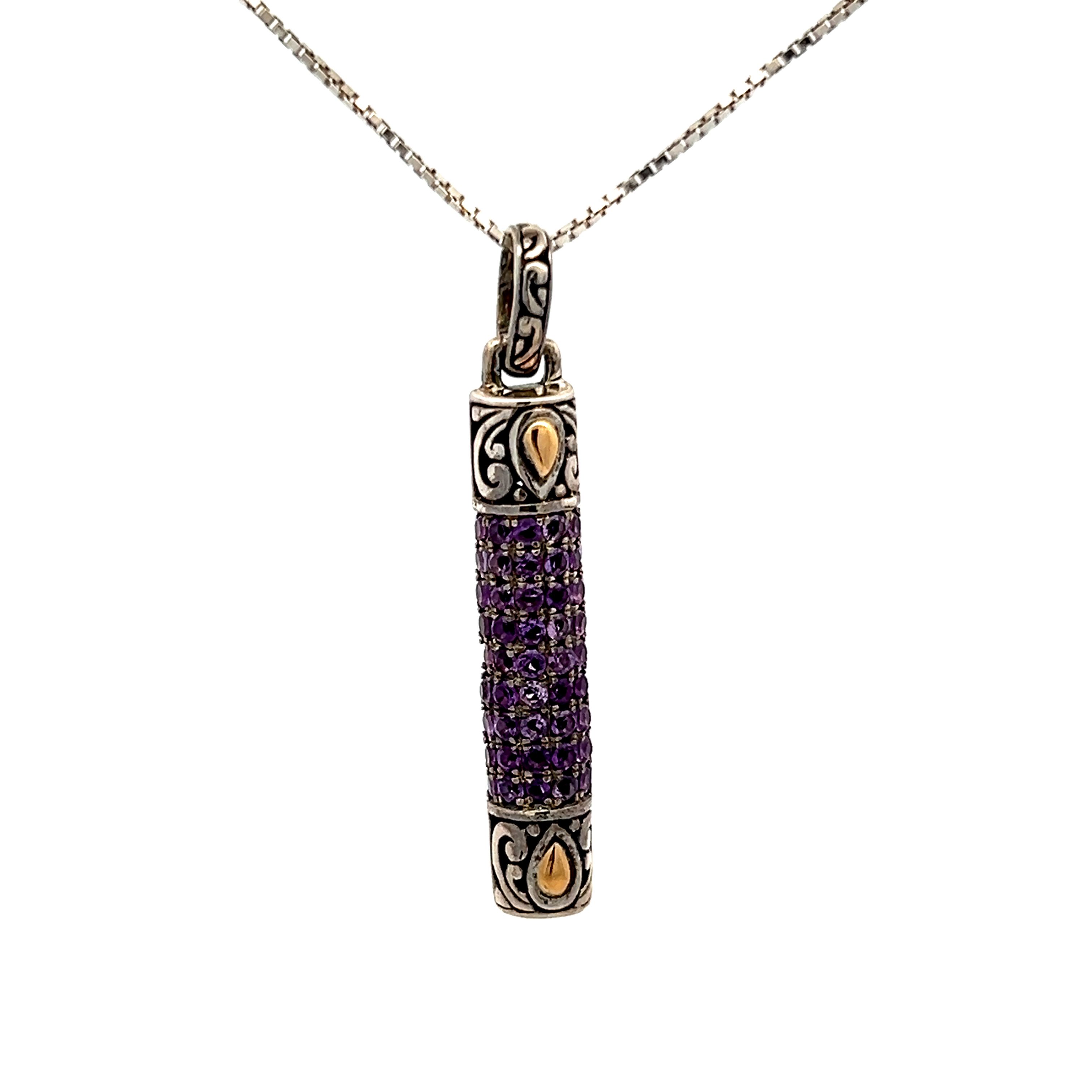 Sterling Silver Pave Amethyst Pendant