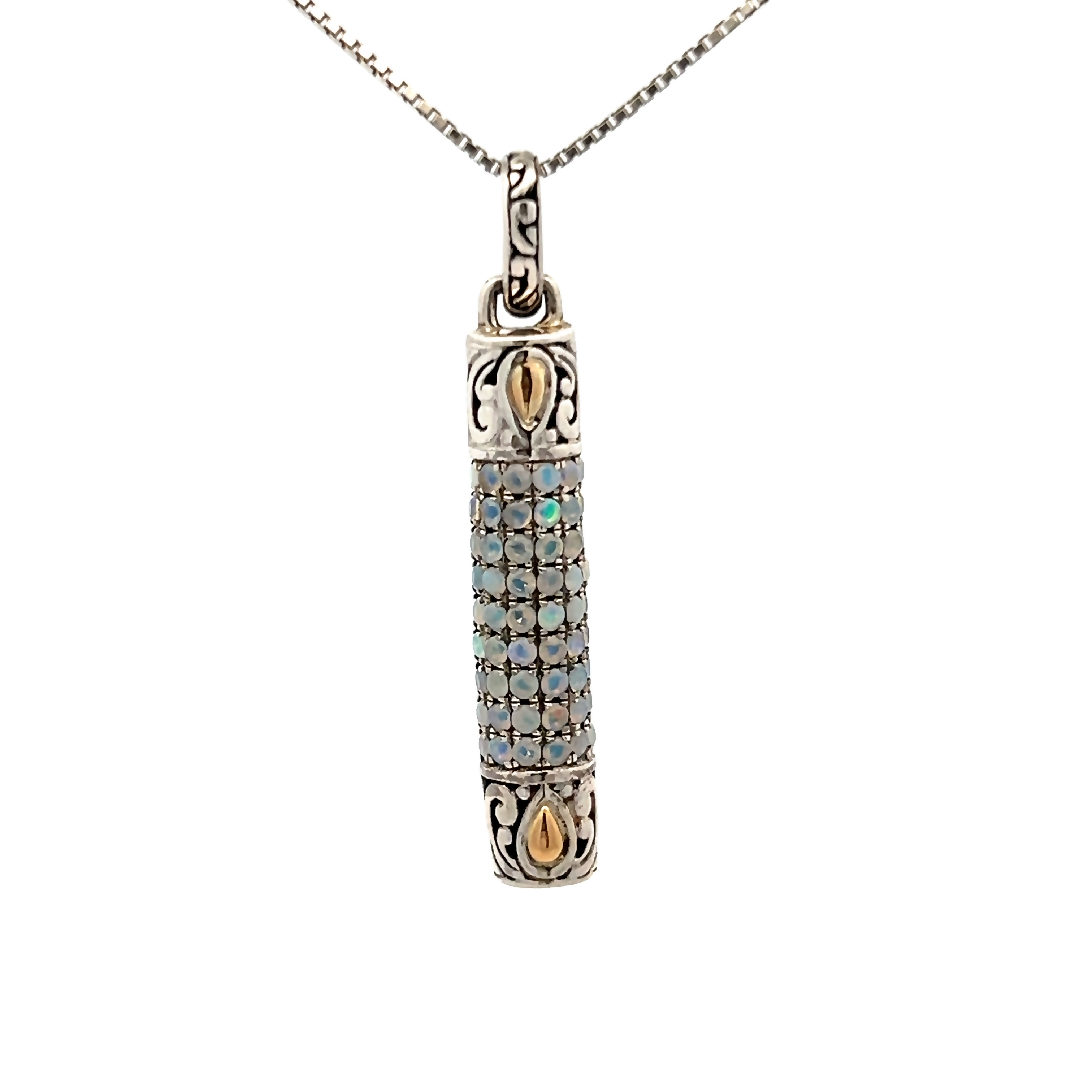 Sterling Silver Opal Pave Pendant