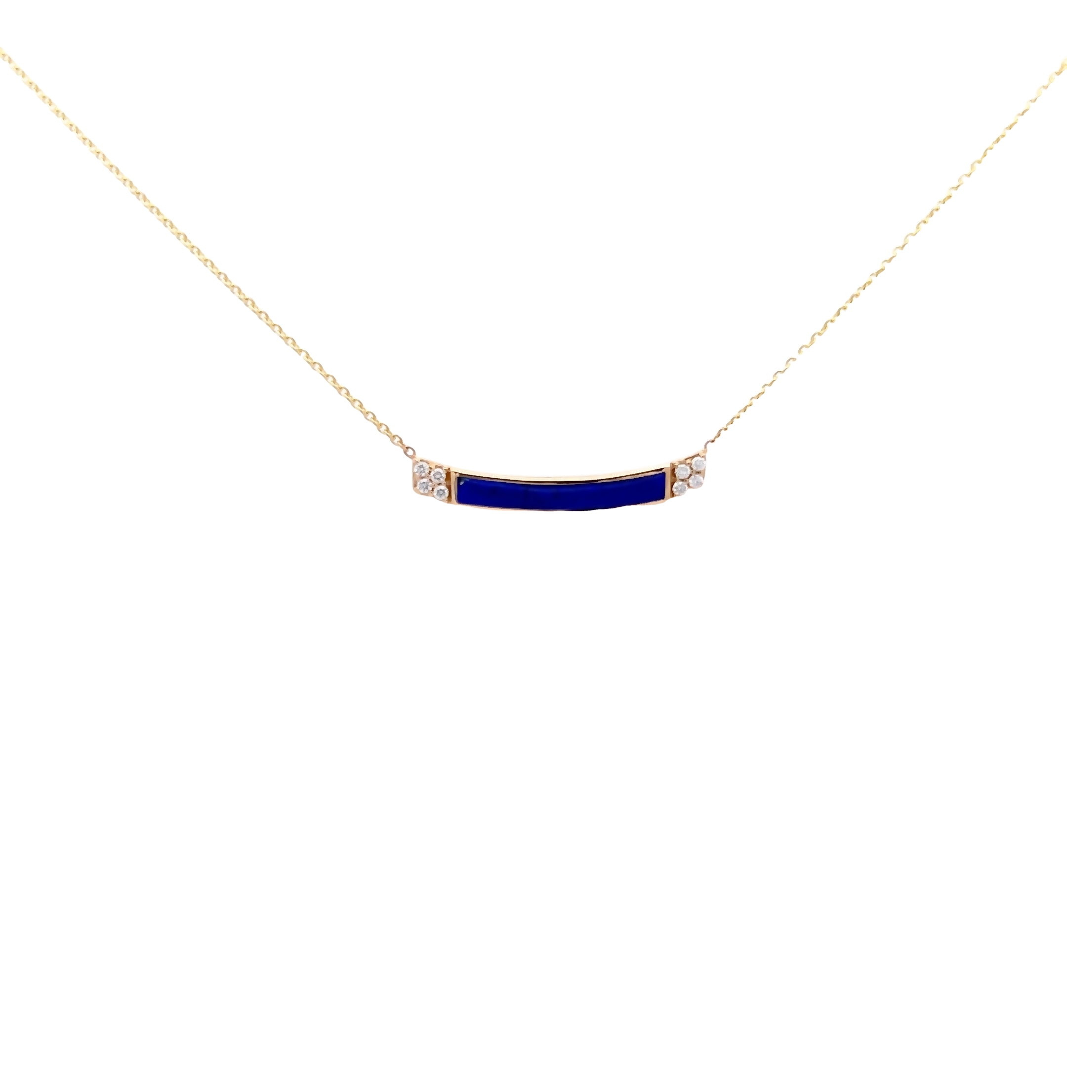 14k Yellow Gold Lapis Lazuli Curved Bar Necklace