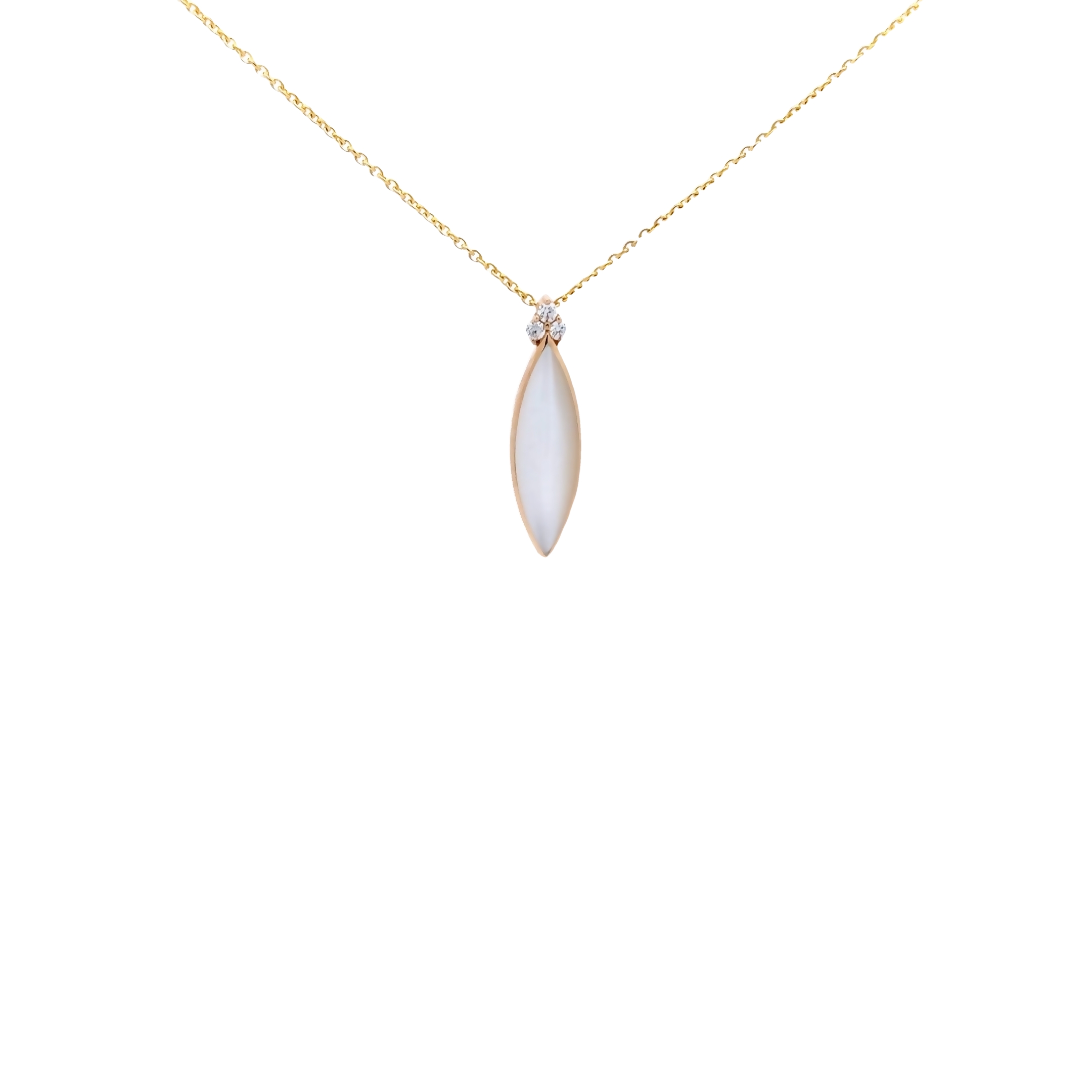 14k Yellow Gold Elongated Teardrop Mother Of Pearl Pendant