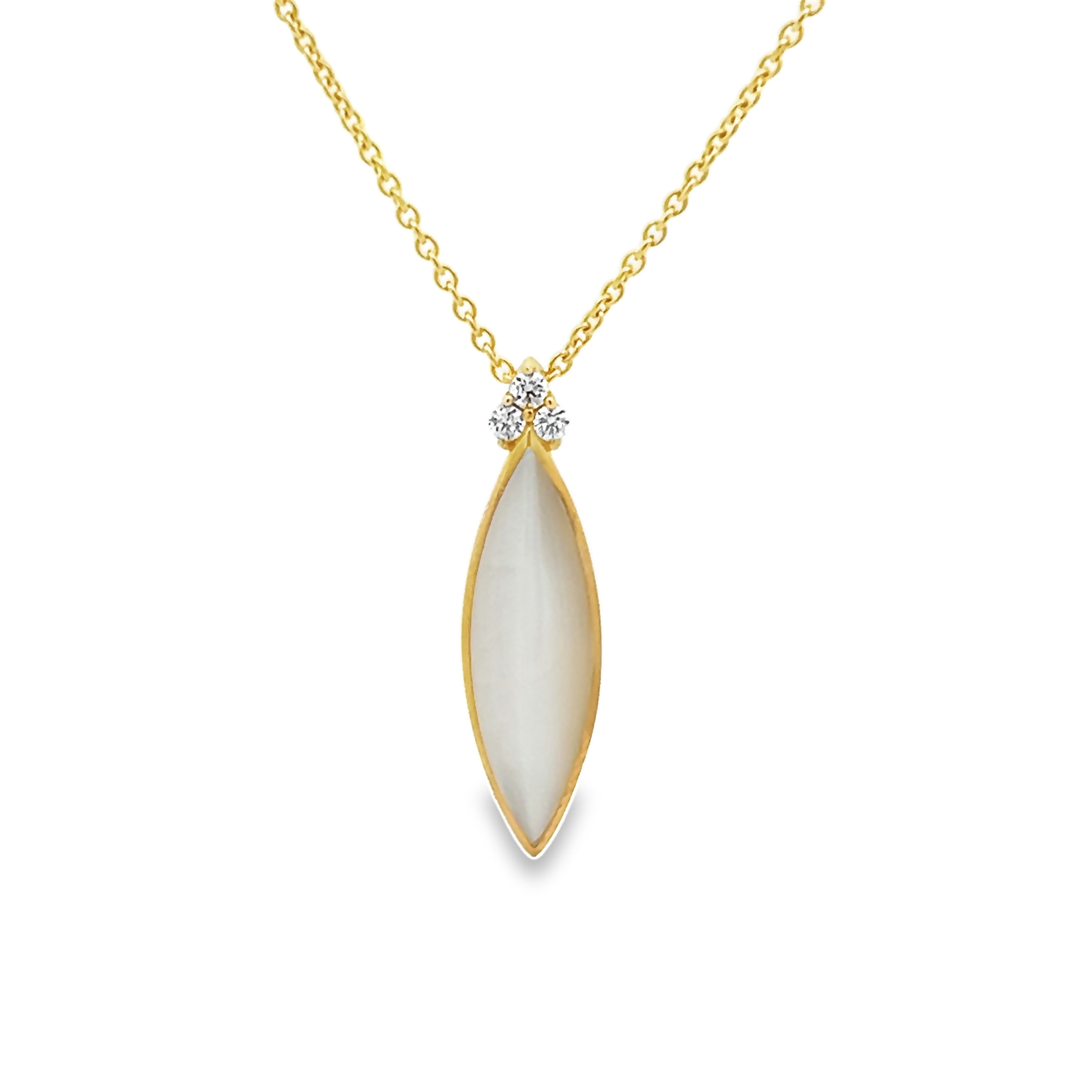 14k Yellow Gold Elongated Teardrop Mother Of Pearl Pendant