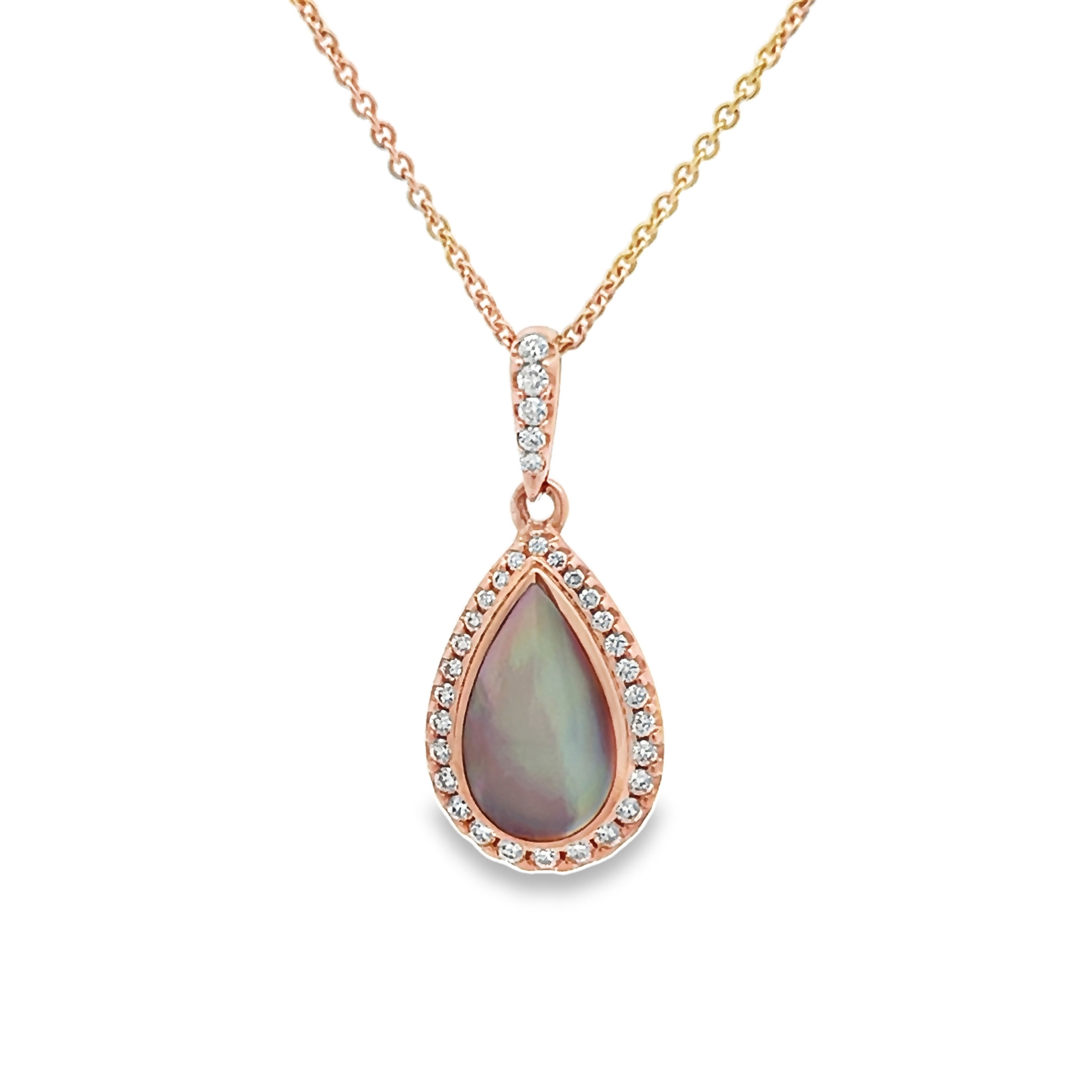 14k Rose Gold Pink Mother Of Pearl Pendant