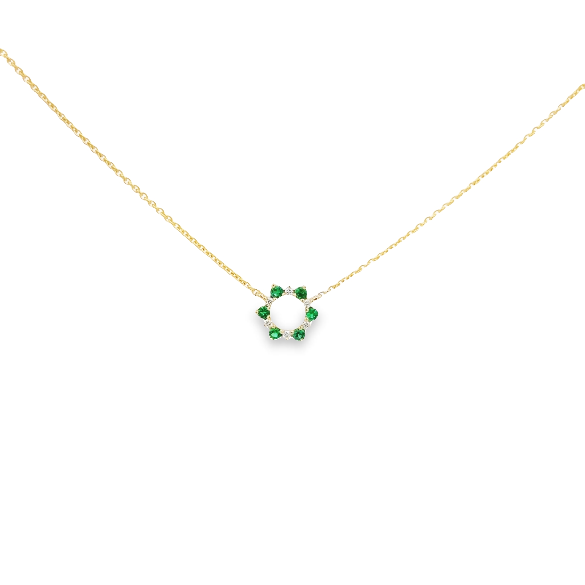 14k Yellow Gold Emerald Pendand Necklace