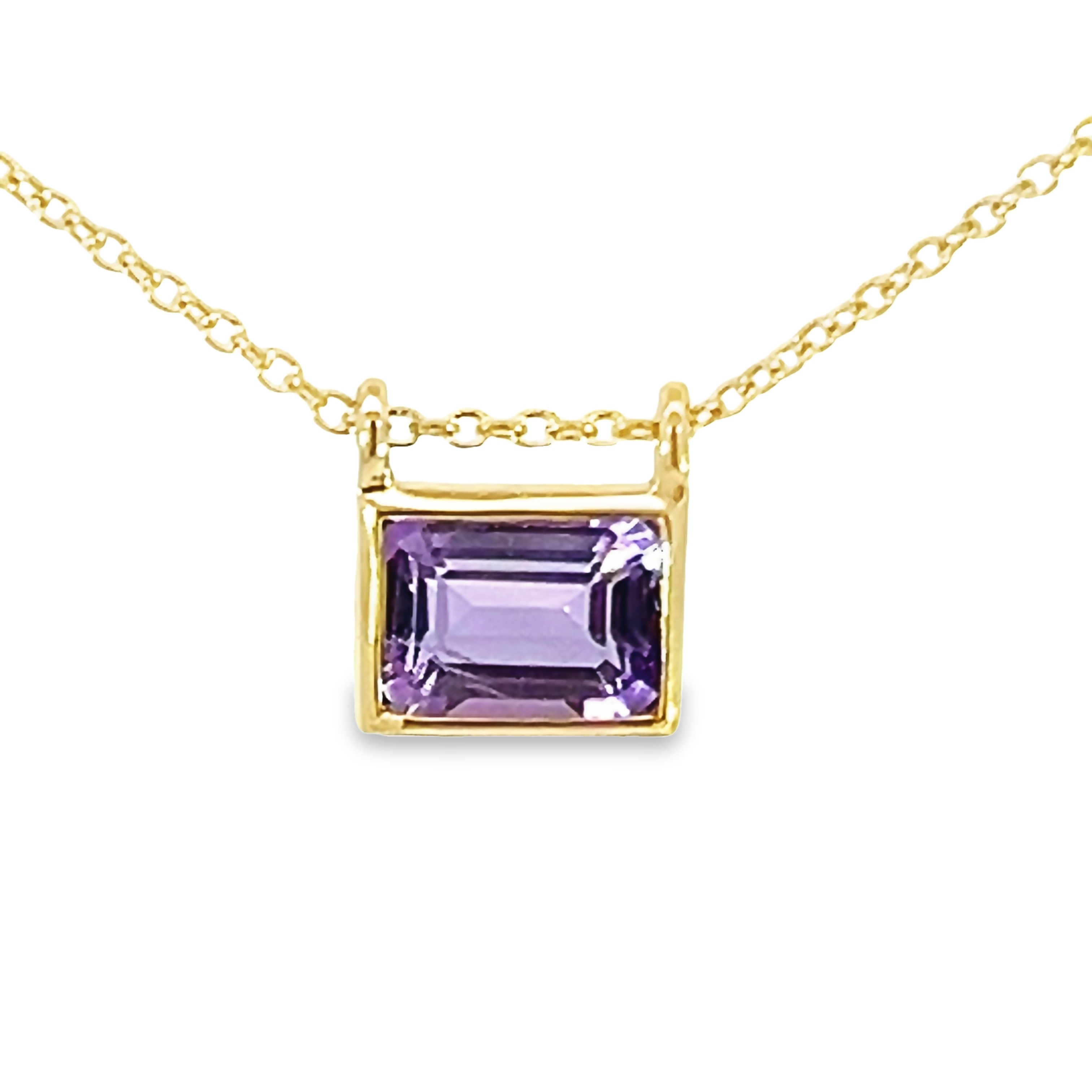 14k Yellow Gold Amethyst Necklace