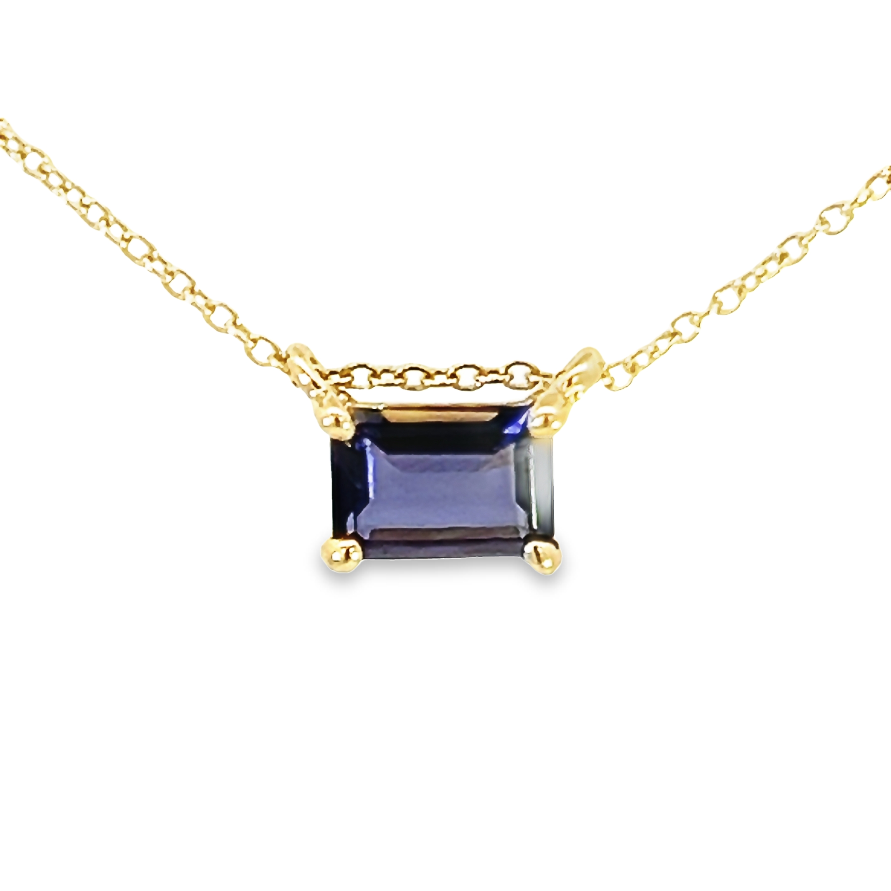 14k Yellow Gold Iolite Statment Necklace