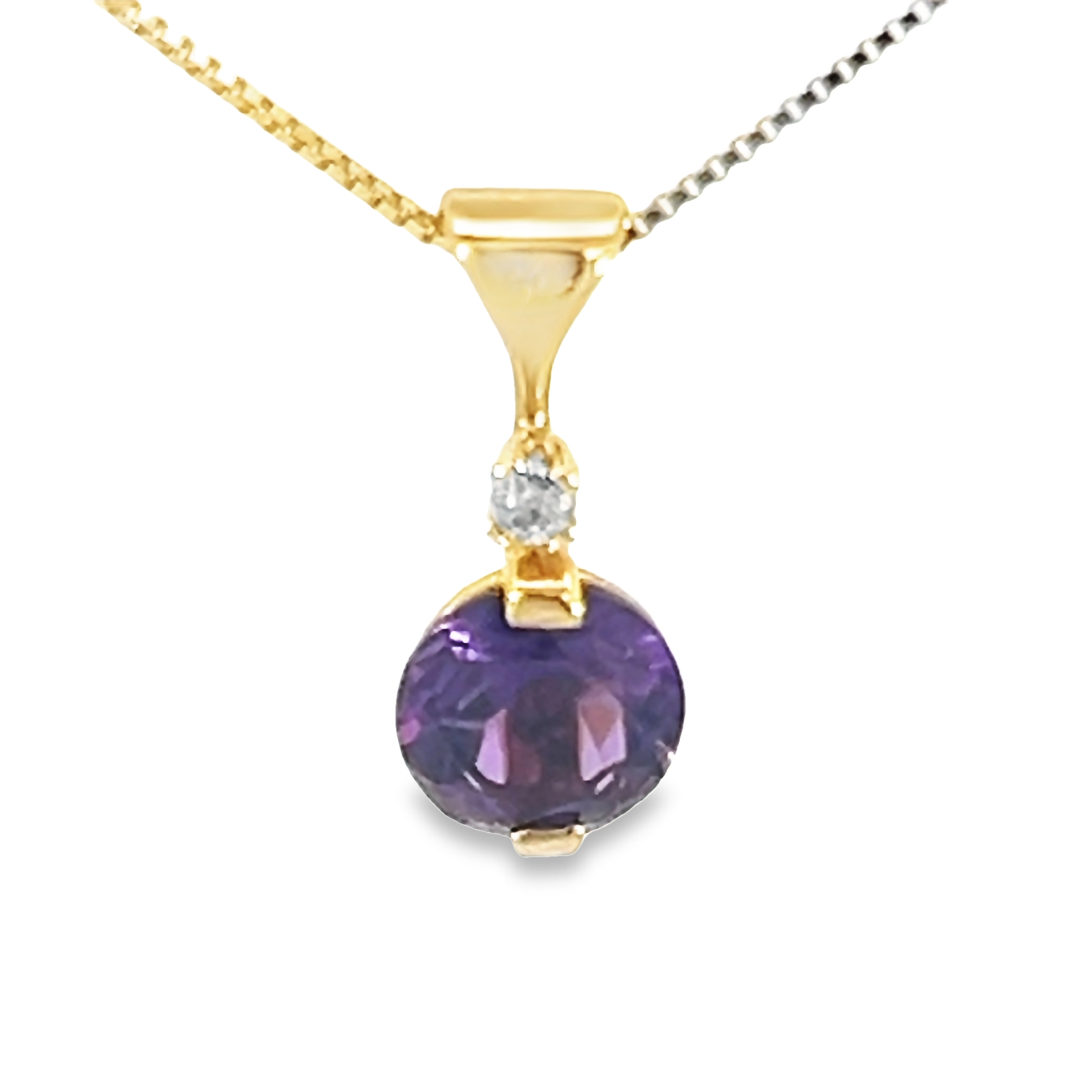 14k Yellow Gold Amethyst Pendant Necklace