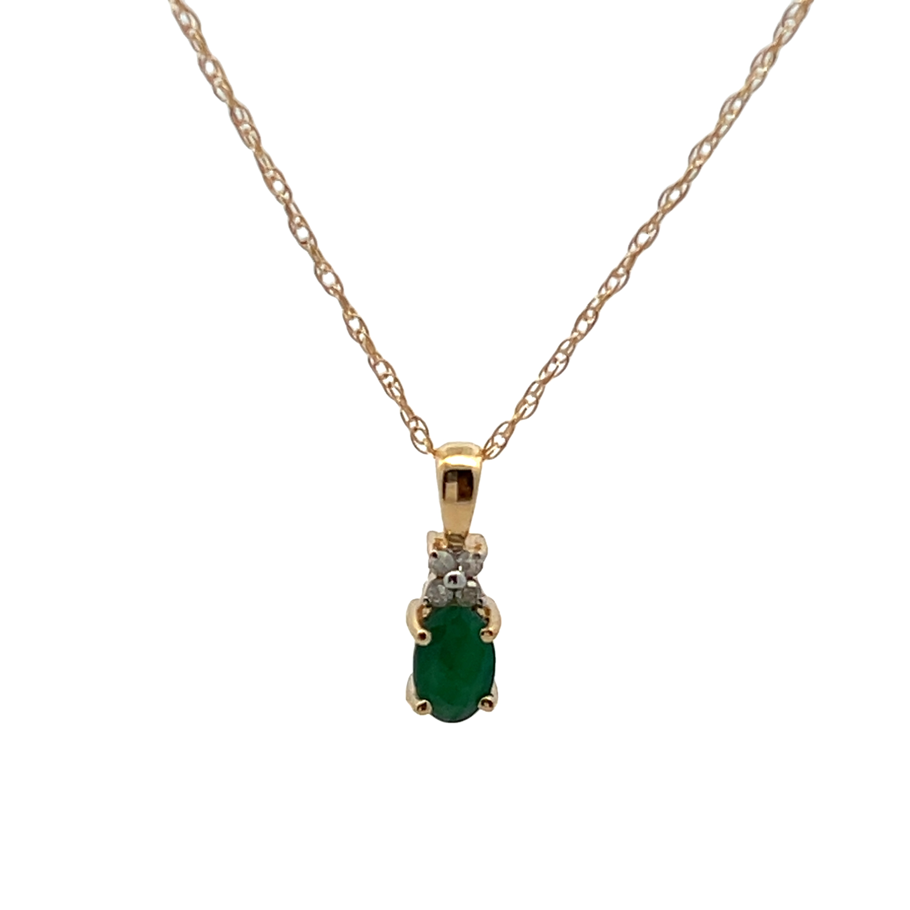 Yellow Gold Emerald And Diamond Pendant