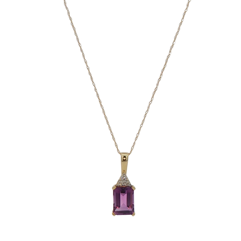 14k Yellow Gold Amethyst And Diamond Pendant