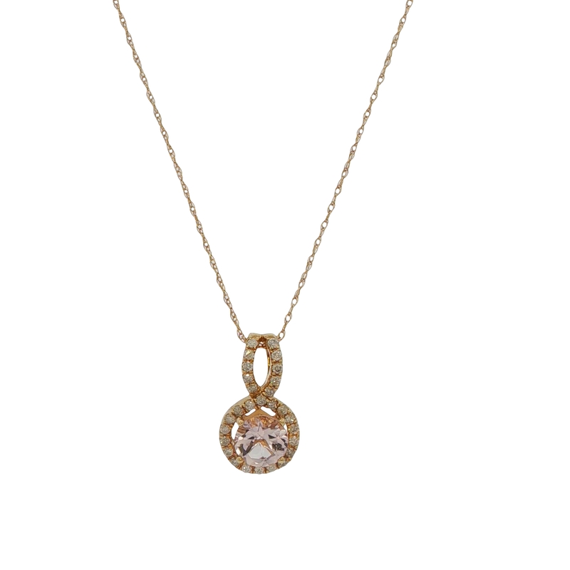 14k Yellow Gold Morganite And Diamond Pendant