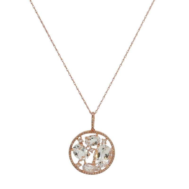 14k Yellow Gold Topaz And Diamond Pendant