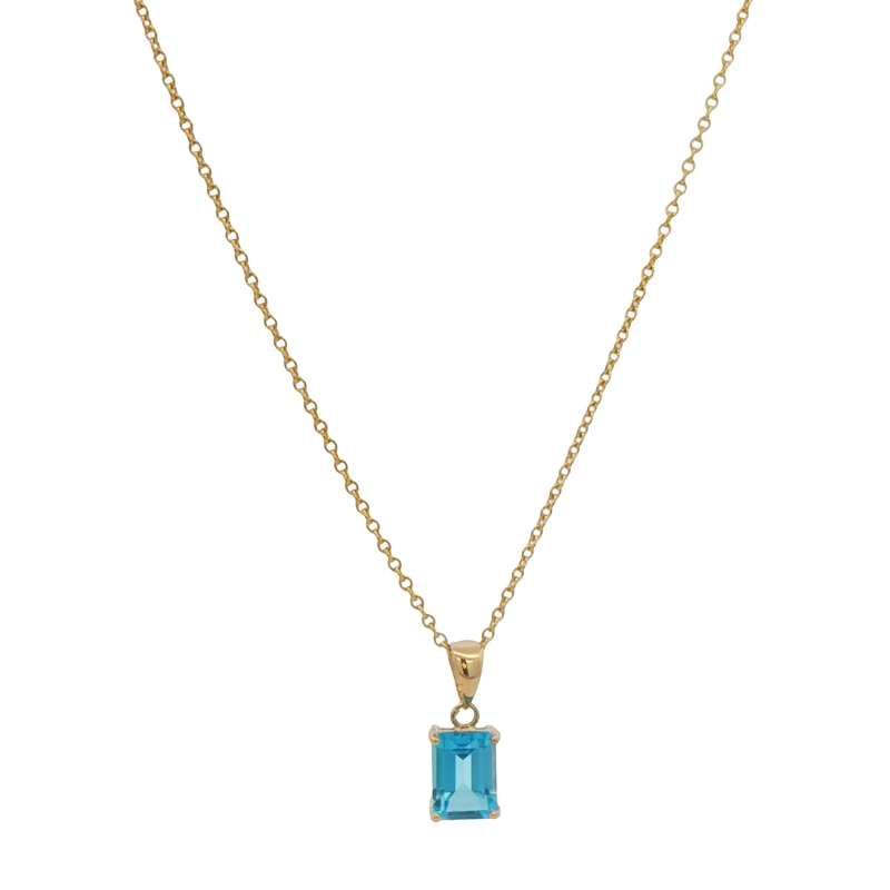 18k Yellow Gold Blue Topaz Pendant