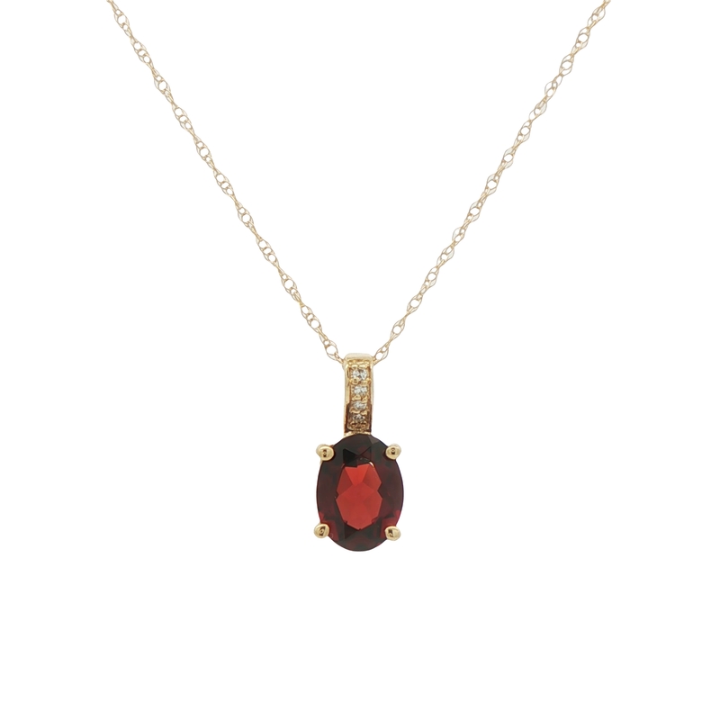14k Yellow Gold Garnet And Diamond Pendant